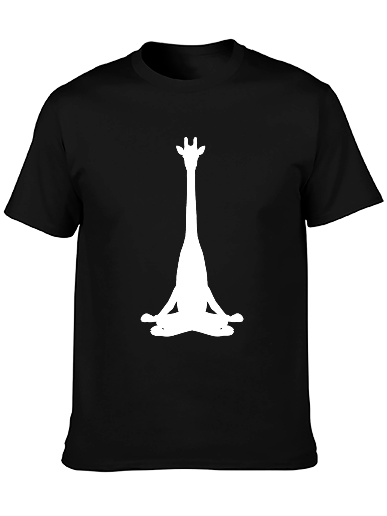 Meditating Giraffe Graphic Tee - Black Cotton T-Shirt