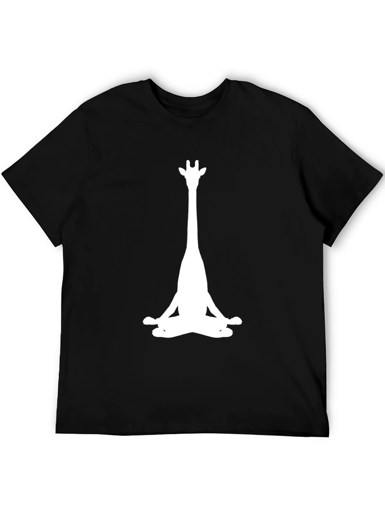 Meditating Giraffe Graphic Tee - Black Cotton T-Shirt