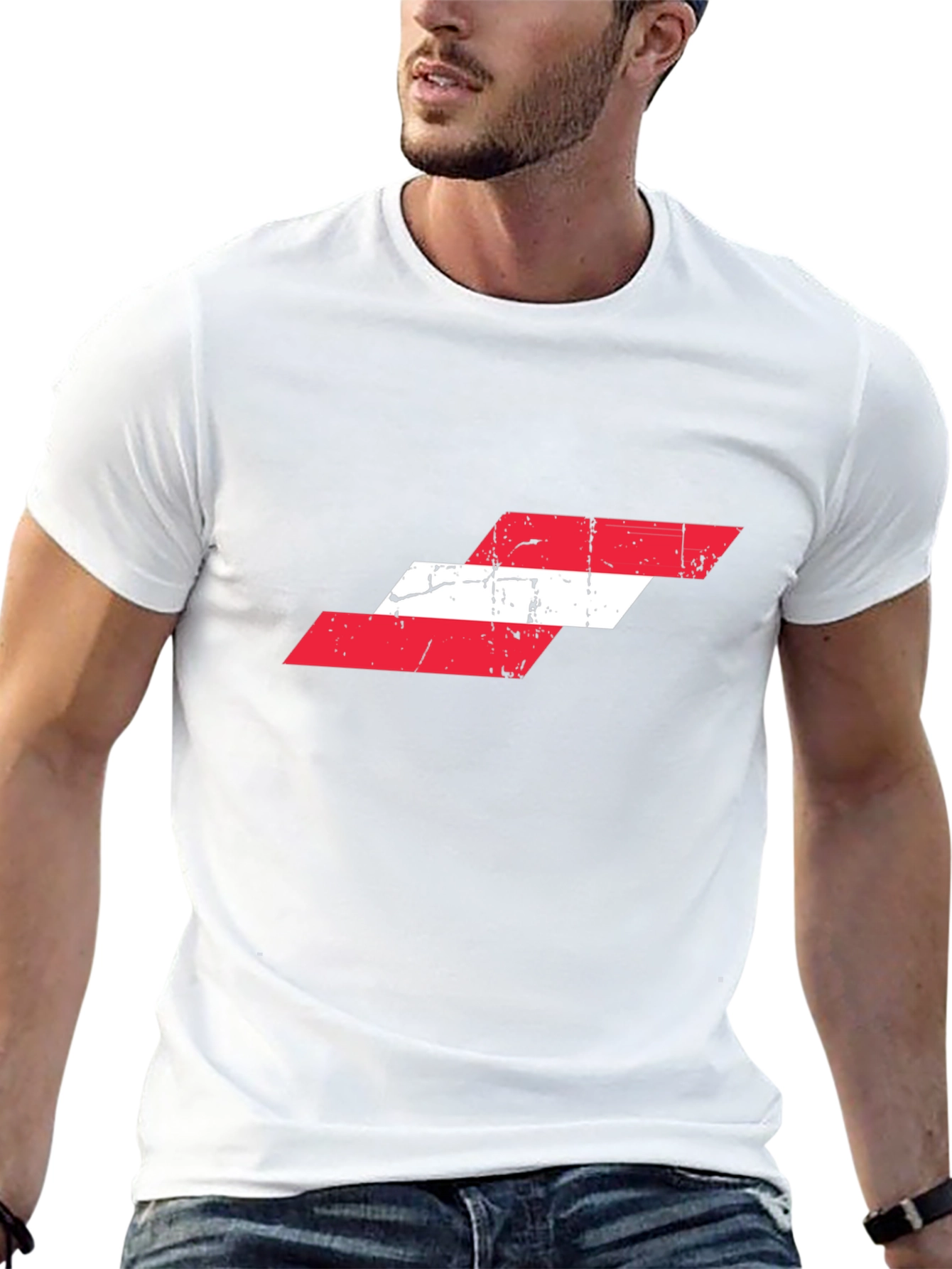 Distressed Austria Flag Graphic T-Shirt