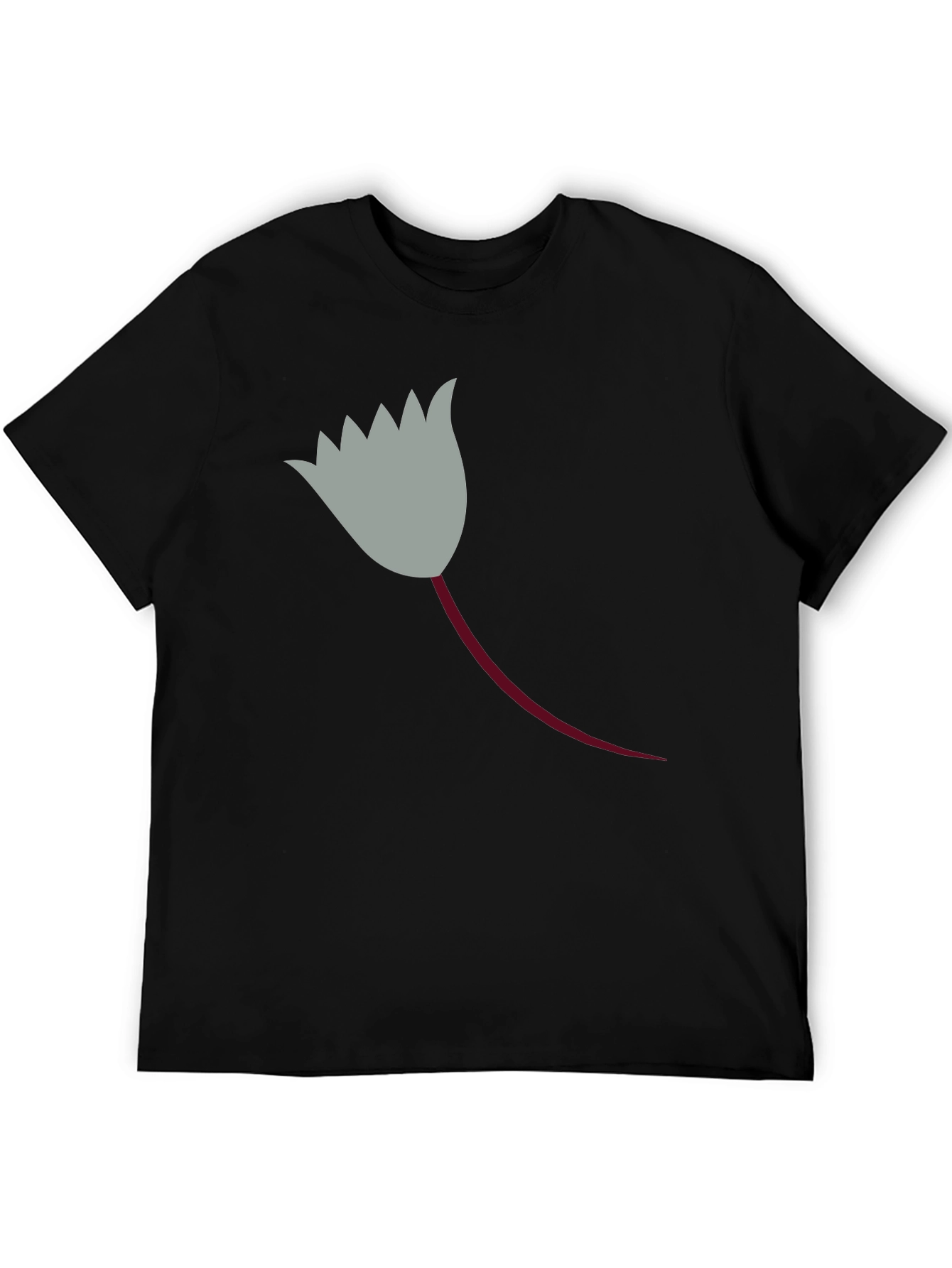 Black T-Shirt with Unique Flower Graphic