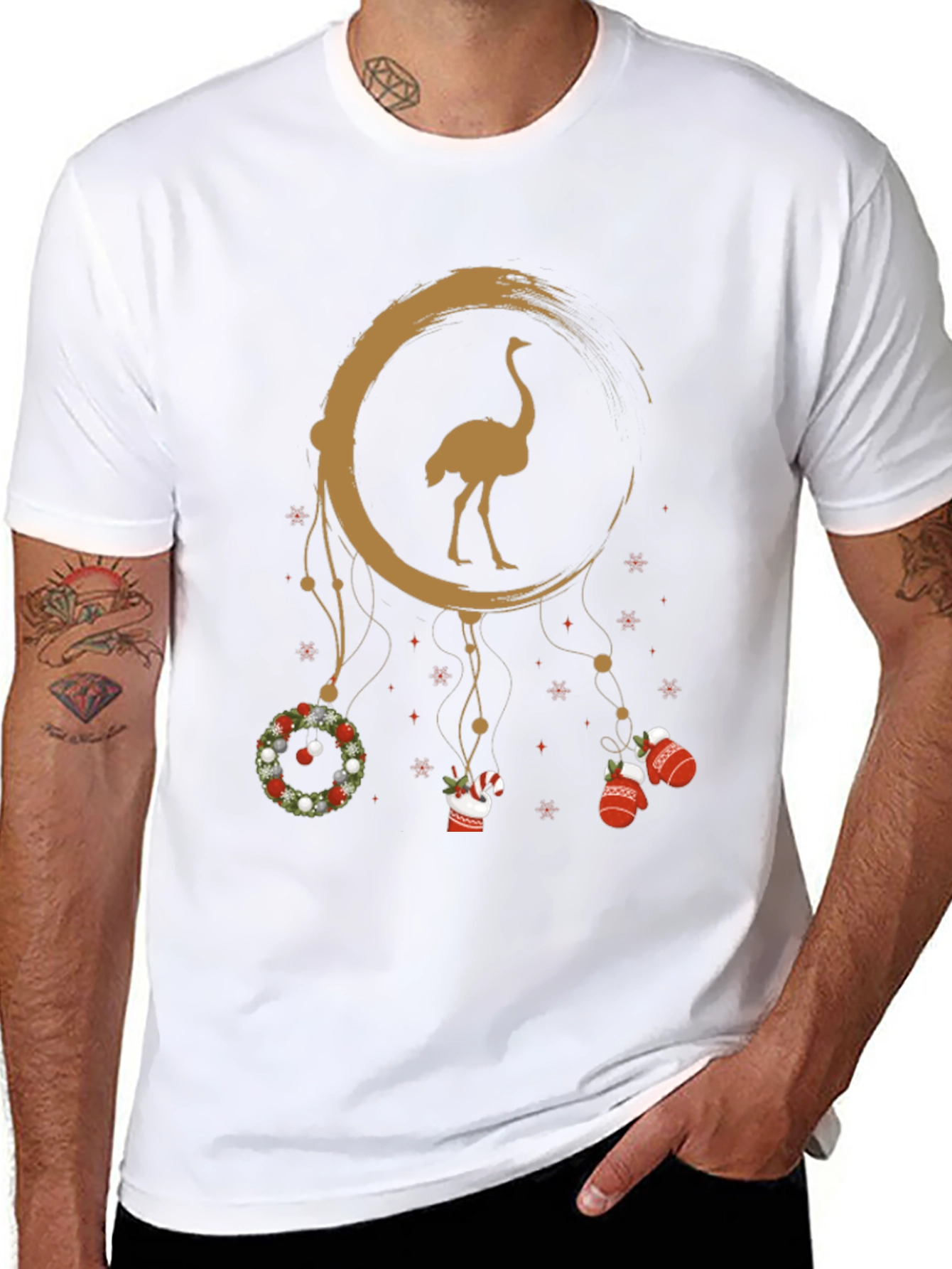 Ostrich Christmas Dreamcatcher Graphic Tee