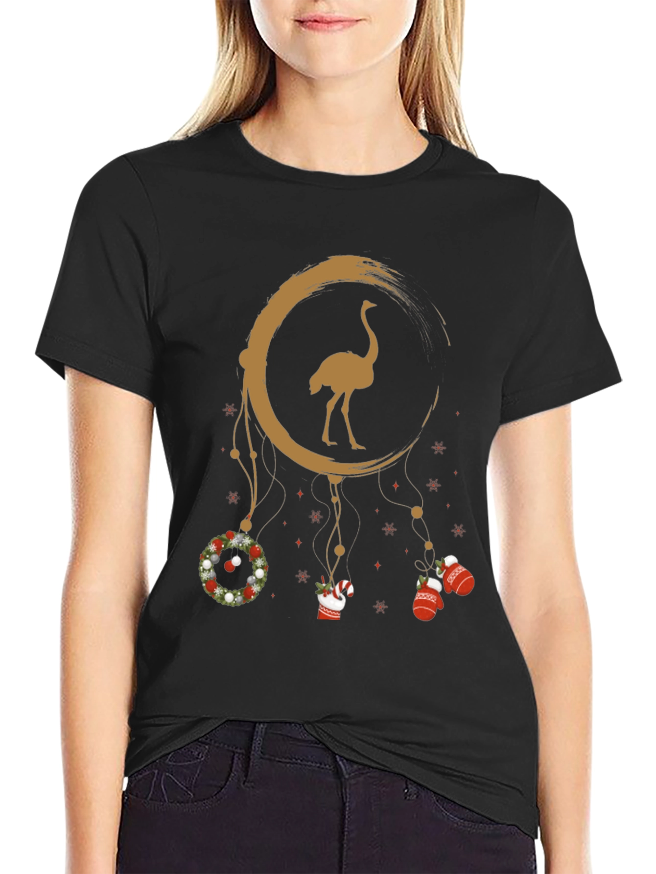 Ostrich Christmas Dreamcatcher Graphic Tee