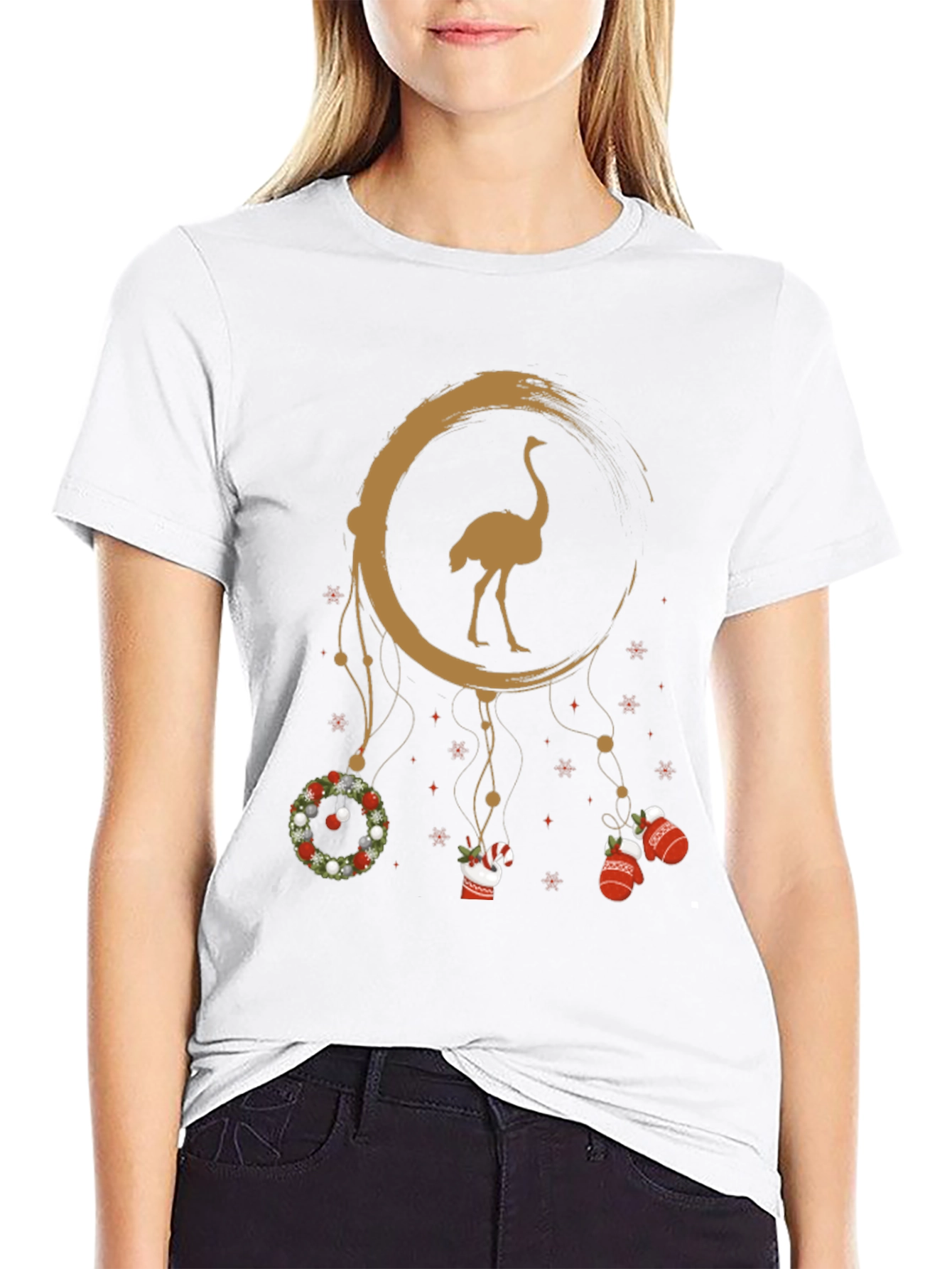 Ostrich Christmas Dreamcatcher Graphic Tee