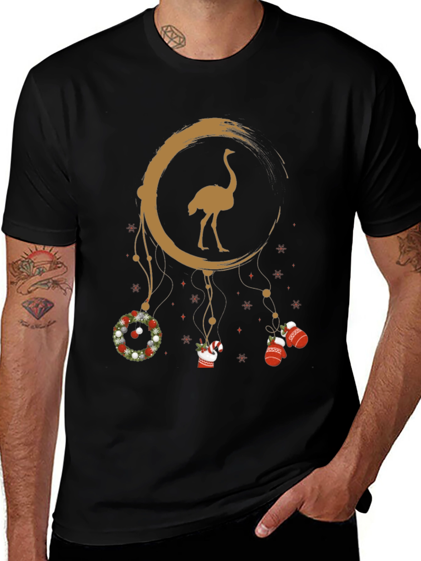 Ostrich Christmas Dreamcatcher Graphic Tee