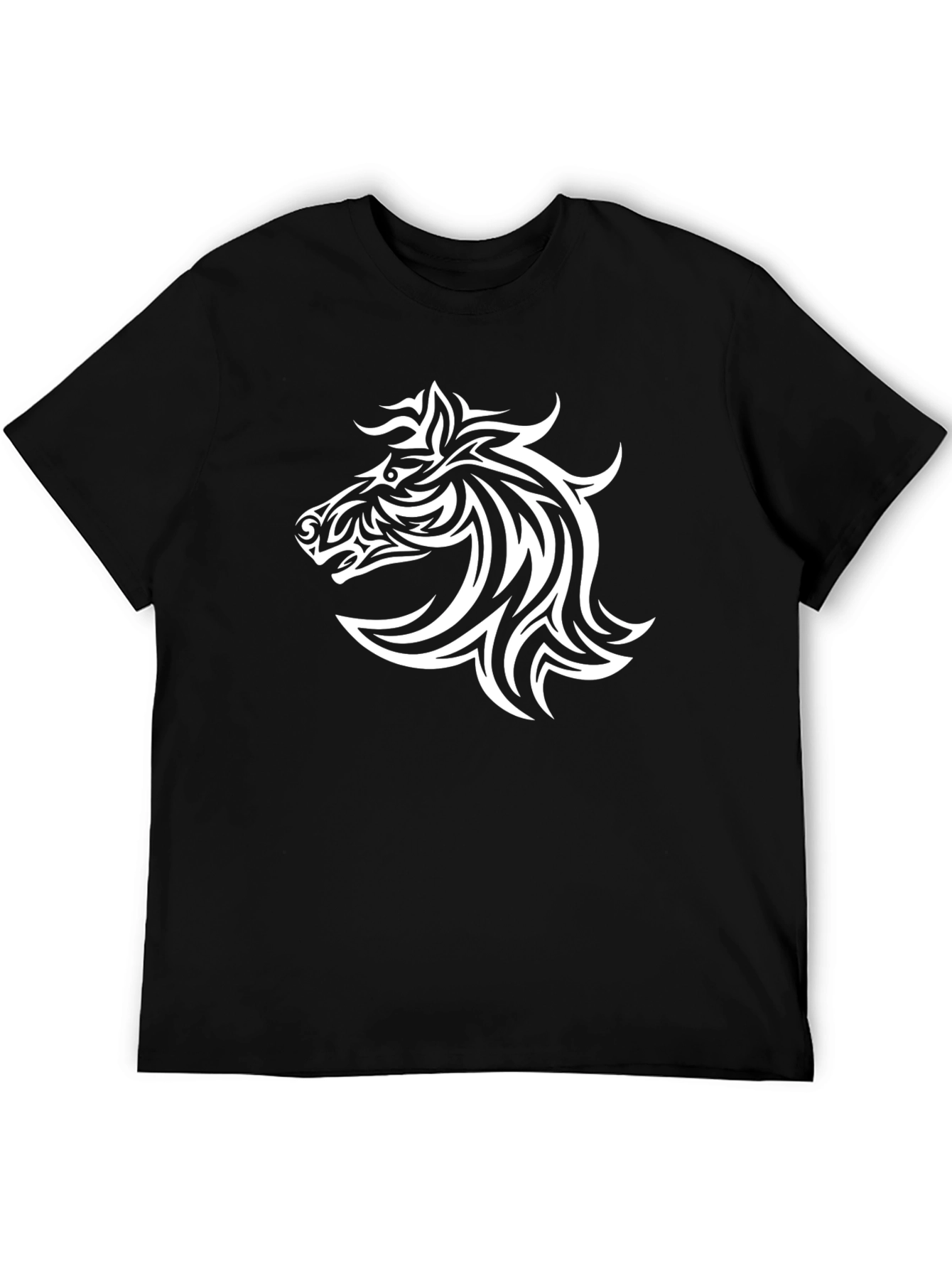 Tribal Horse Graphic T-Shirt - Black