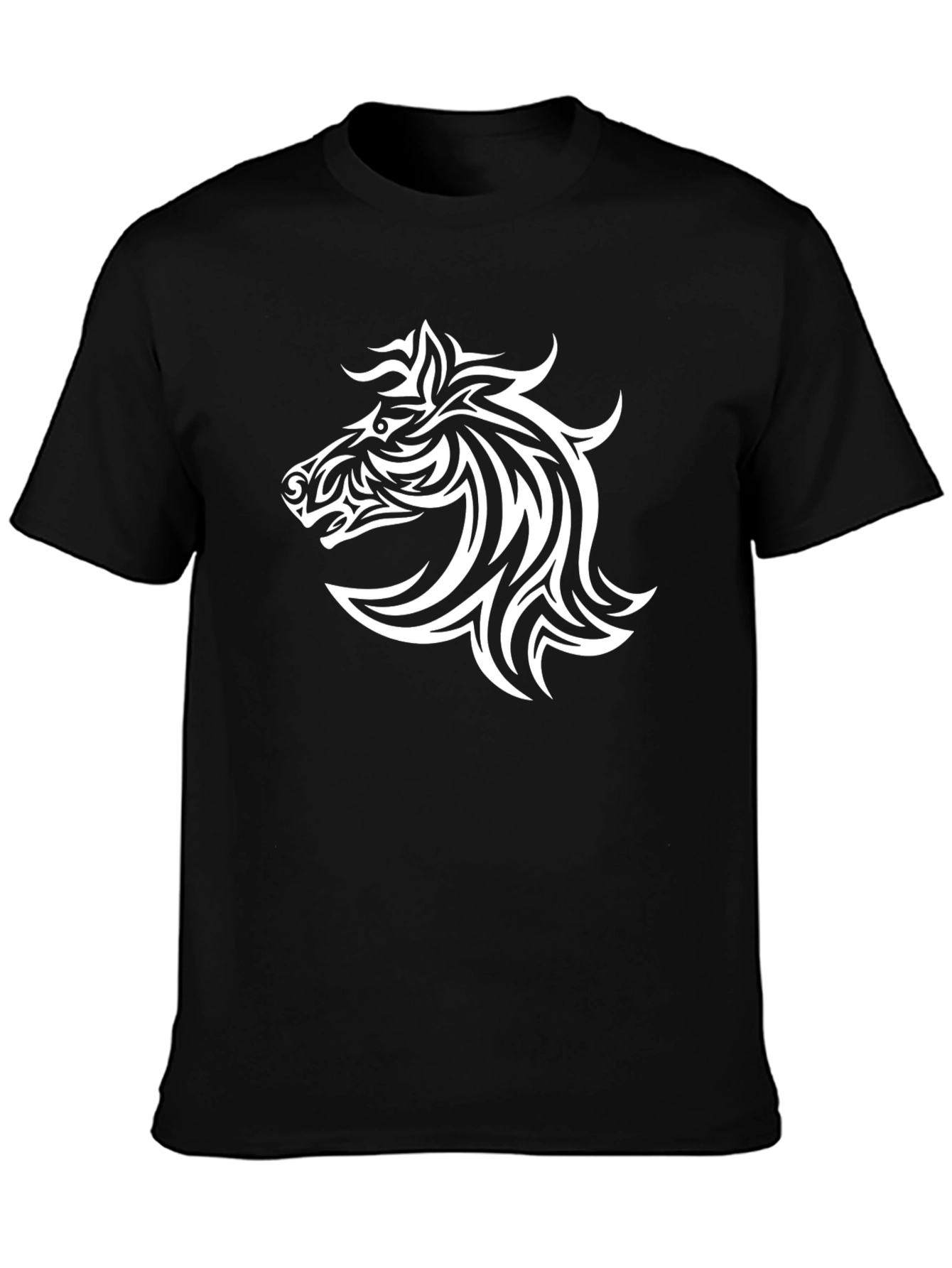 Tribal Horse Graphic T-Shirt - Black