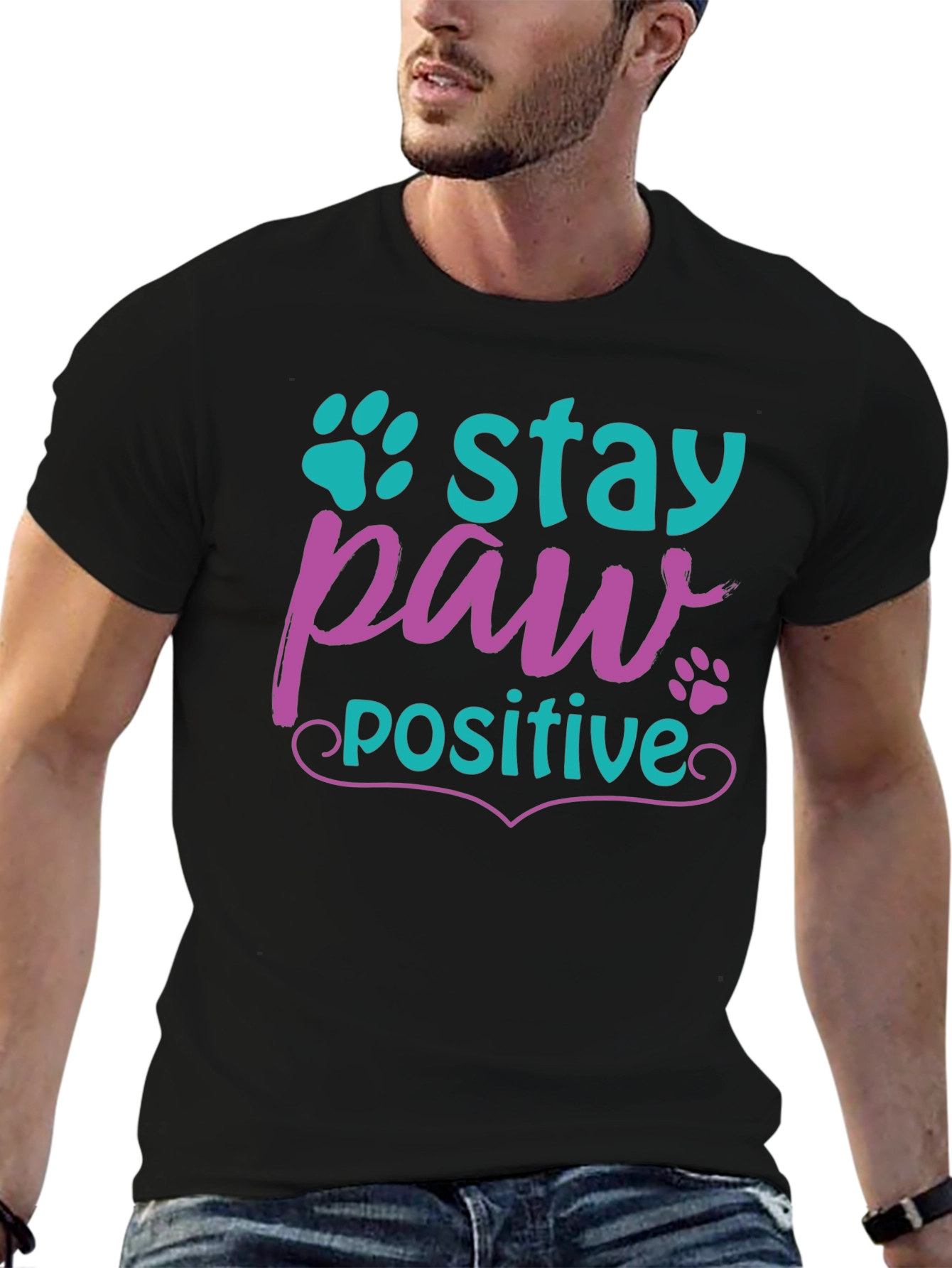 Stay Paw-sitive Graphic T-Shirt