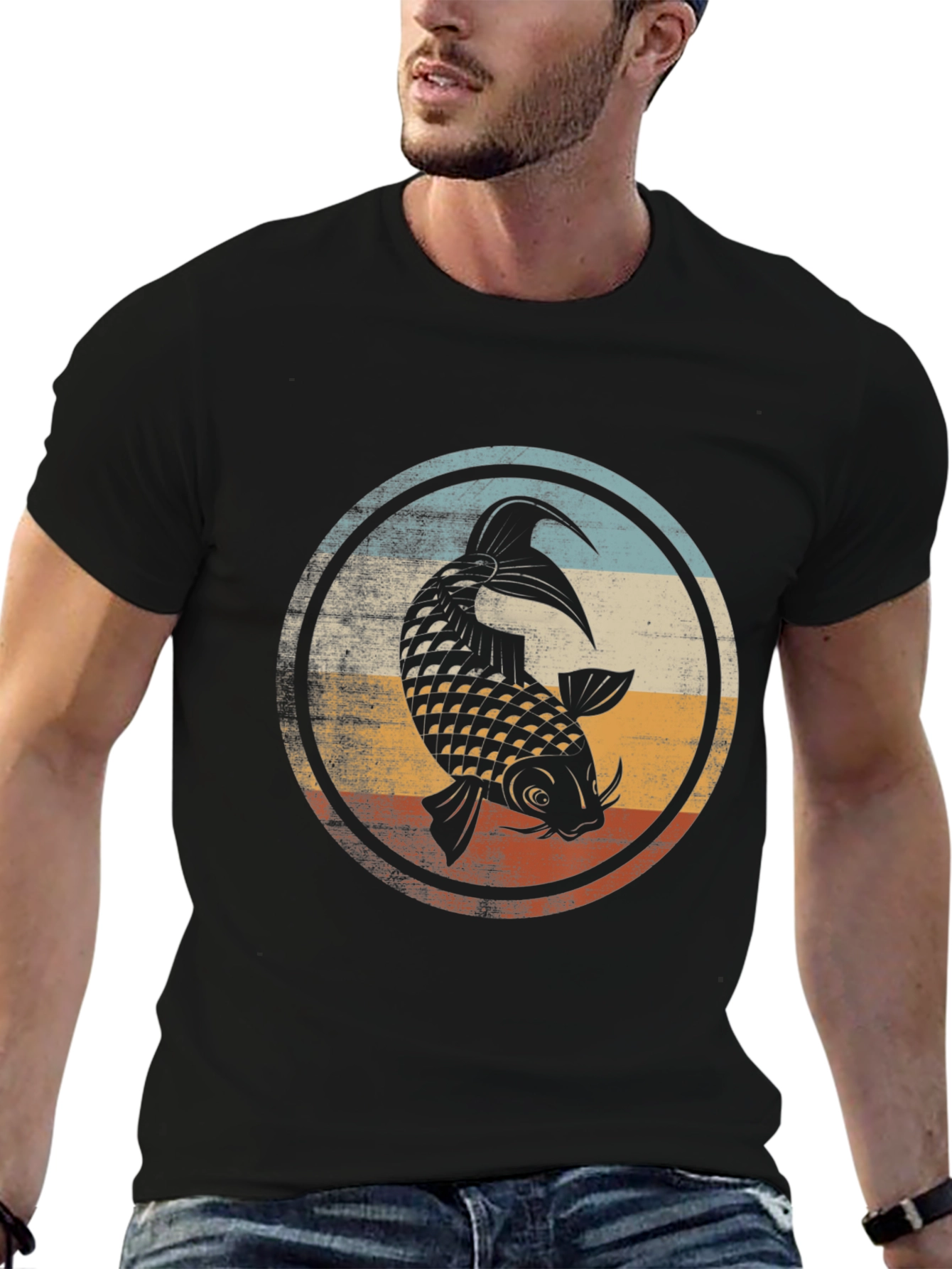 Koi Fish Graphic T-Shirt - Mens Black Tee