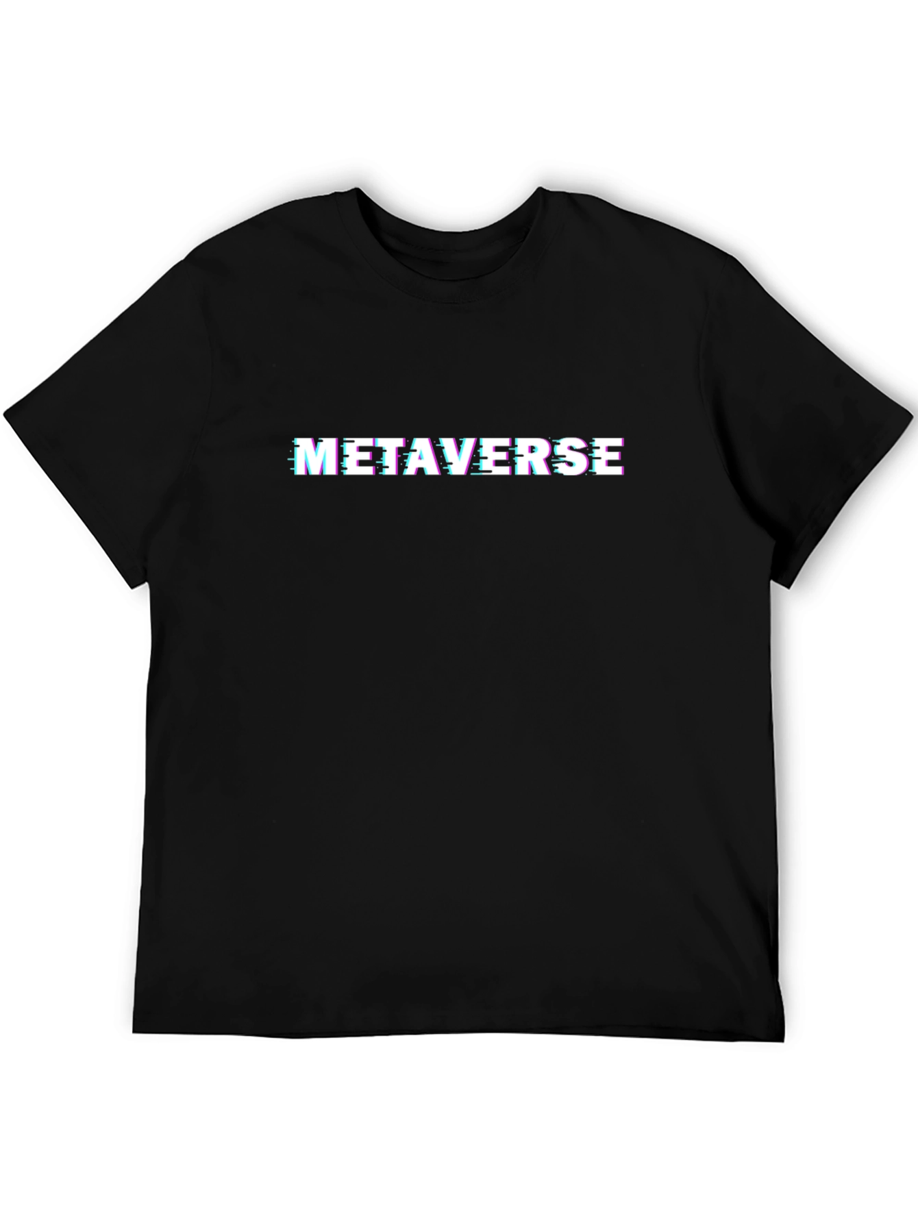 Metaverse Glitch Tee - Trendy Black Graphic T-Shirt