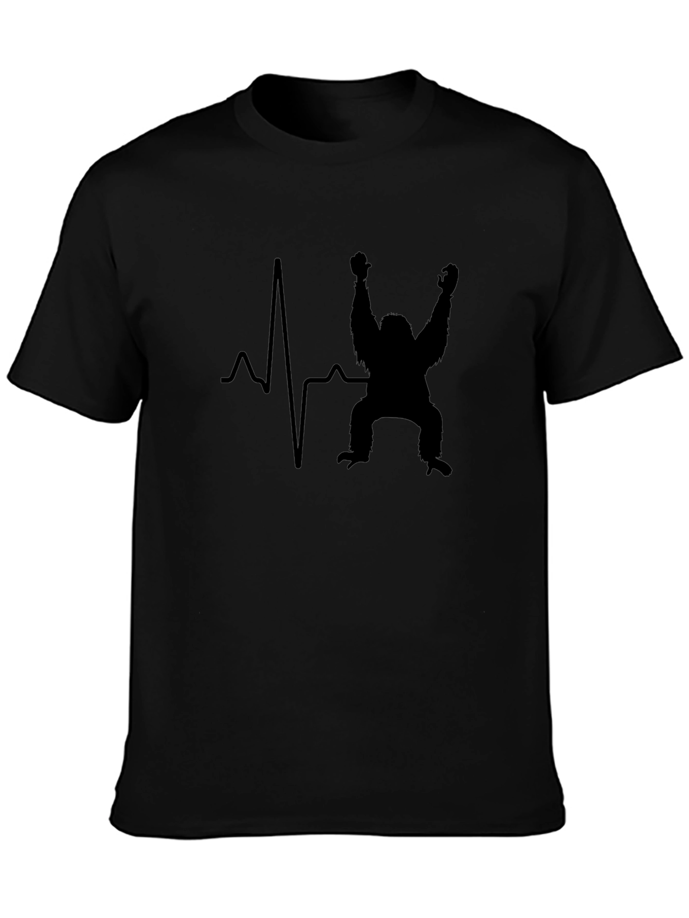 Heartbeat Gorilla T-Shirt - Black Crew Neck Tee