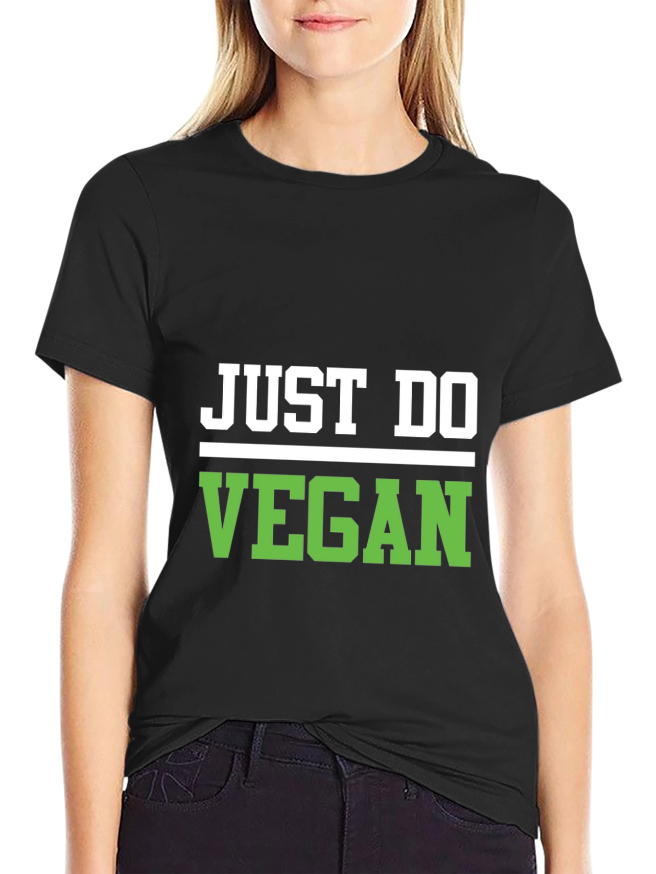 Just Do Vegan Black T-Shirt - Stylish Vegan Apparel
