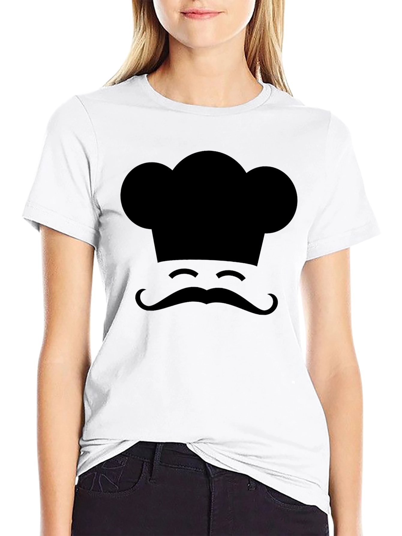 Chef Hat & Mustache Graphic Tee - Black