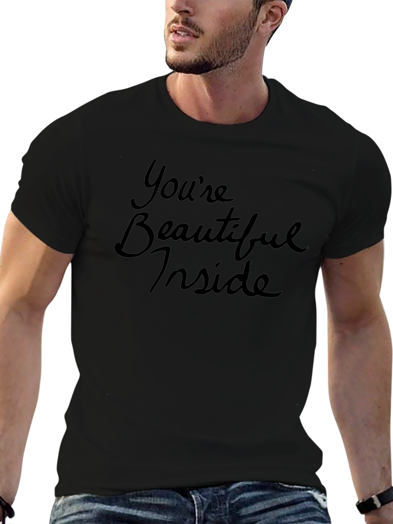 Youre Beautiful Inside Graphic Tee - Soft Black