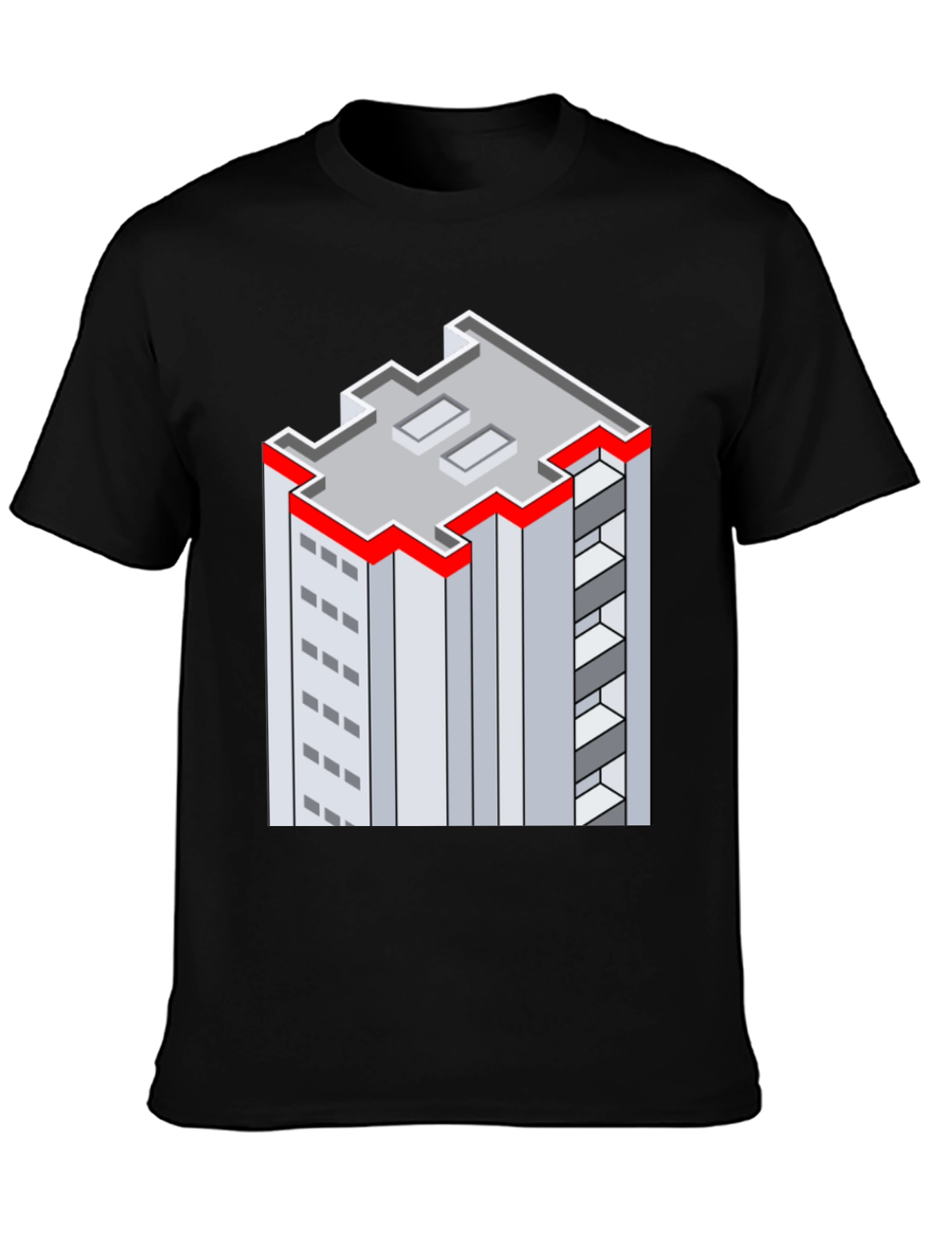 Isometric Building Graphic Tee - Unique Style