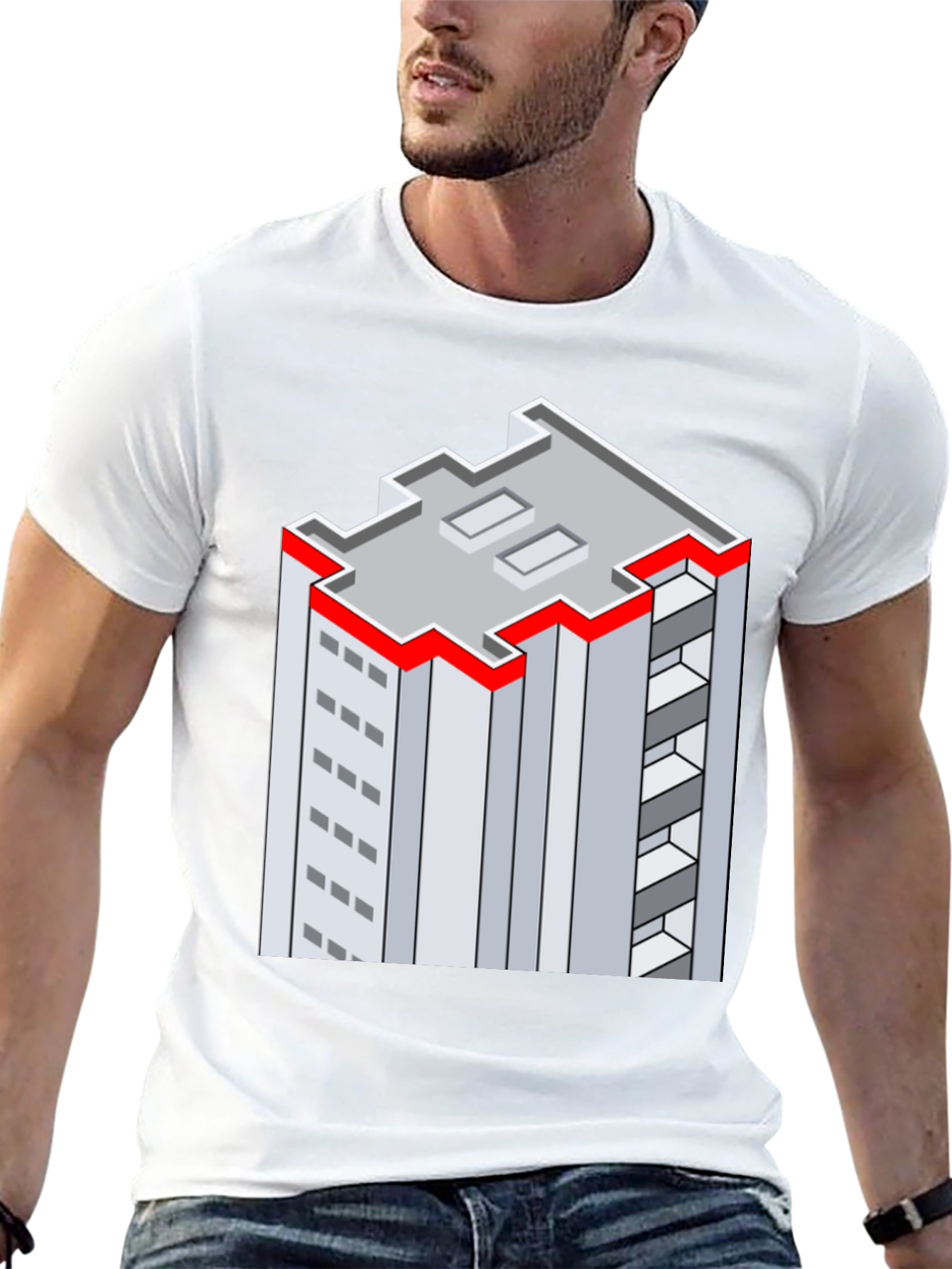 Isometric Building Graphic Tee - Unique Style