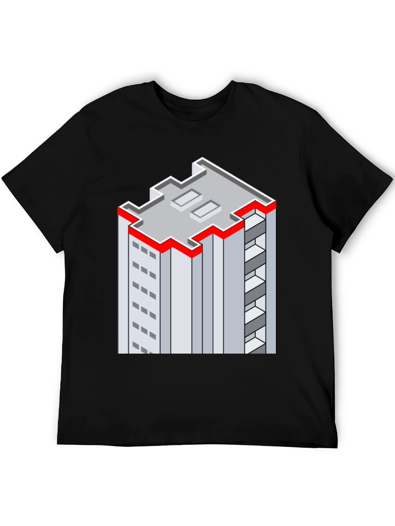 Isometric Building Graphic Tee - Unique Style