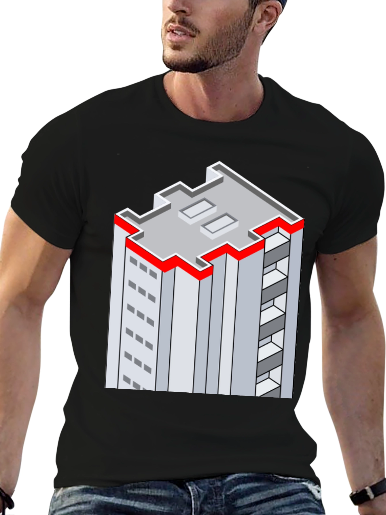 Isometric Building Graphic Tee - Unique Style