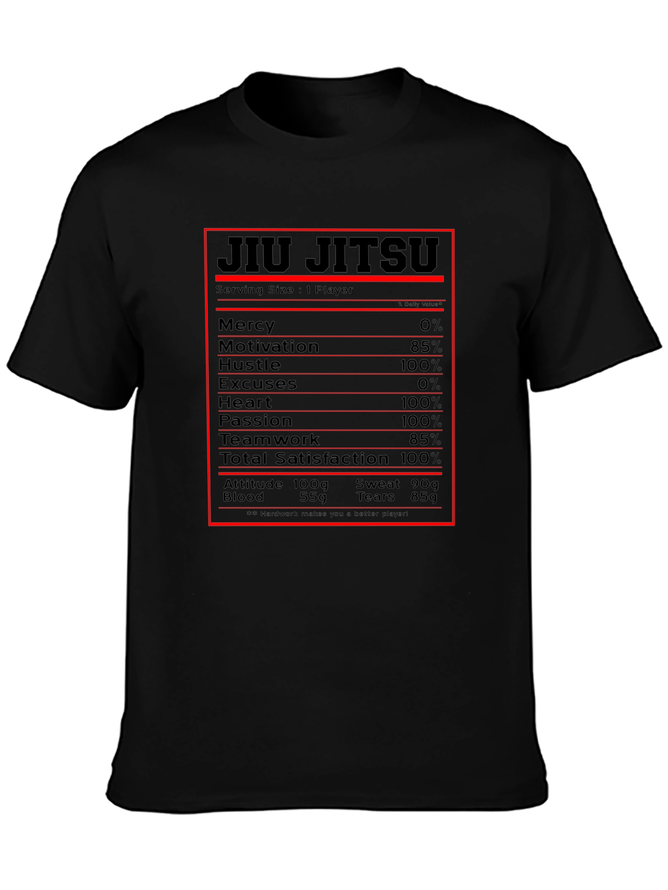 Jiu Jitsu Nutritional Facts Graphic T-Shirt