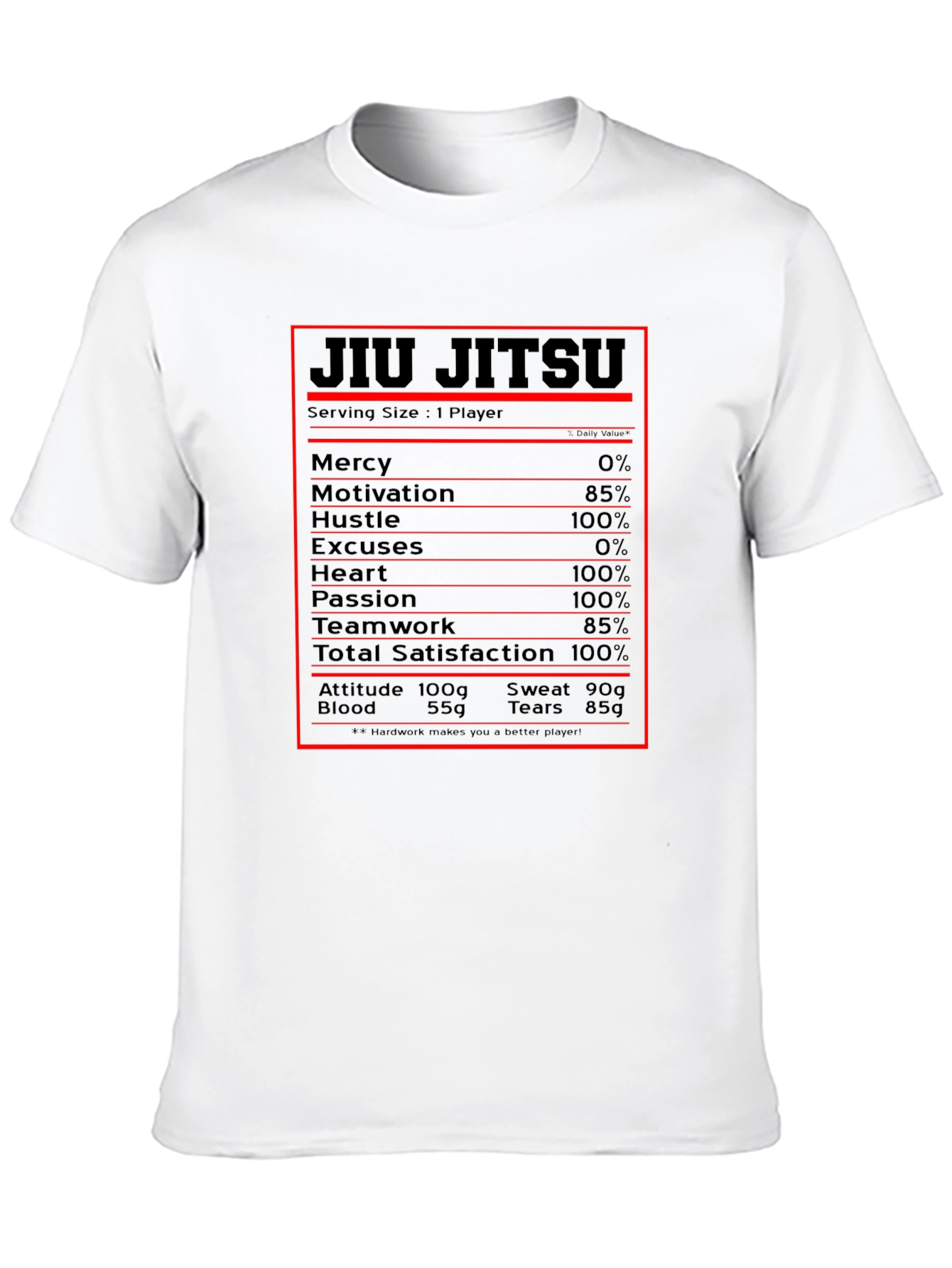 Jiu Jitsu Nutritional Facts Graphic T-Shirt