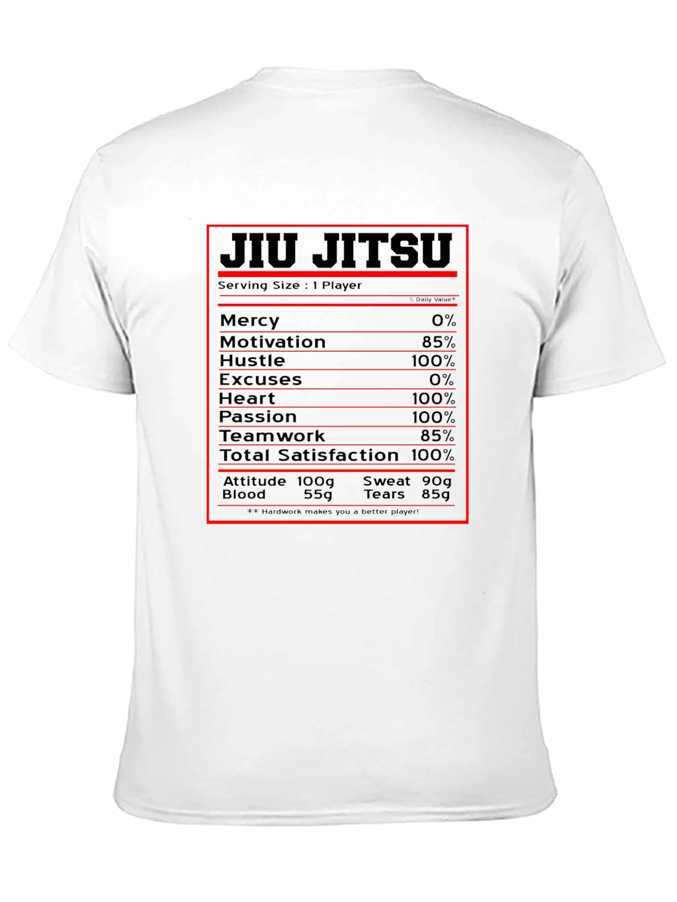 Jiu Jitsu Nutritional Facts Graphic T-Shirt