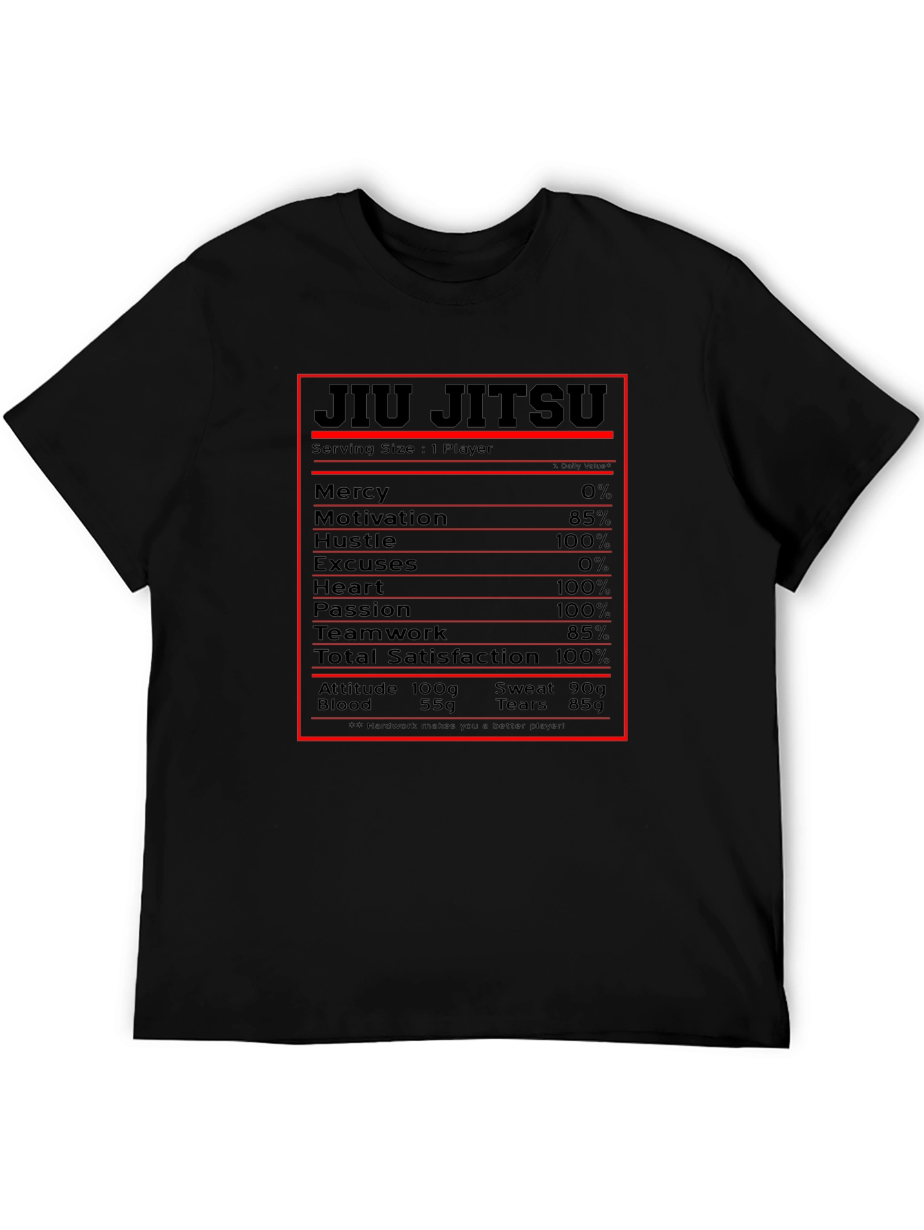 Jiu Jitsu Nutritional Facts Graphic T-Shirt