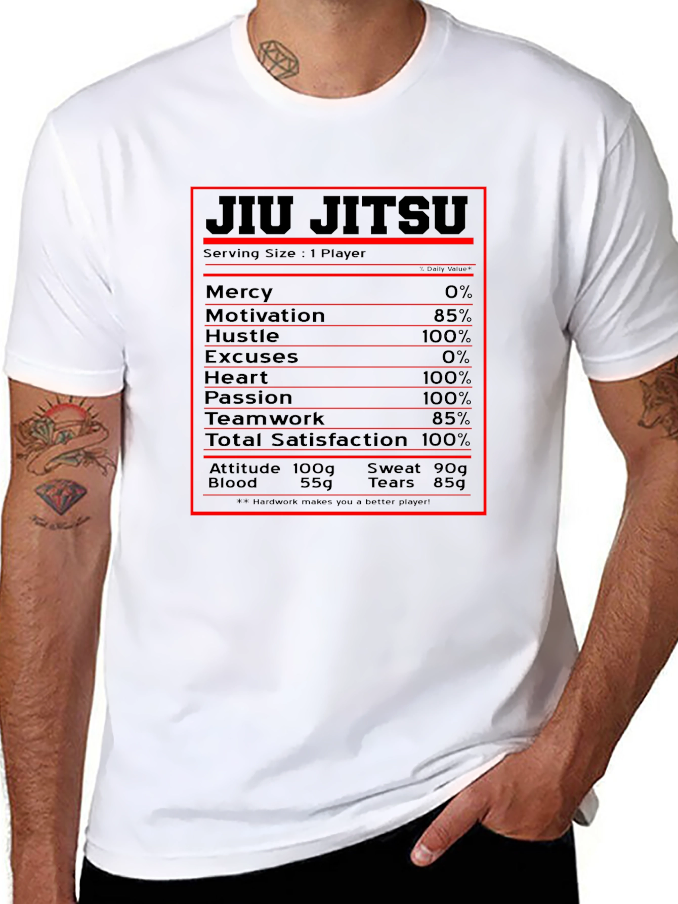 Jiu Jitsu Nutritional Facts Graphic T-Shirt