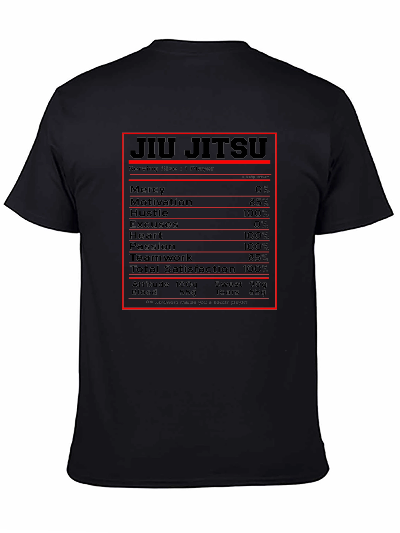 Jiu Jitsu Nutritional Facts Graphic T-Shirt