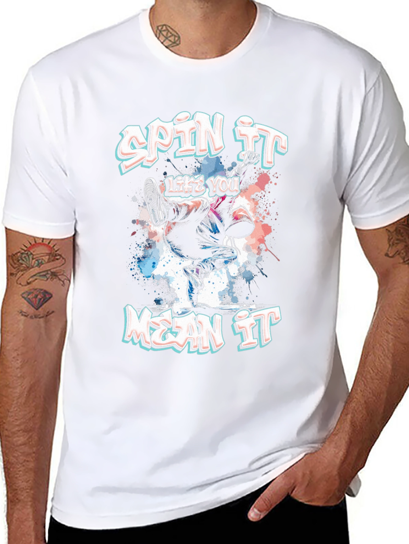 Spin It Like You Mean It Black Graphic Tee
