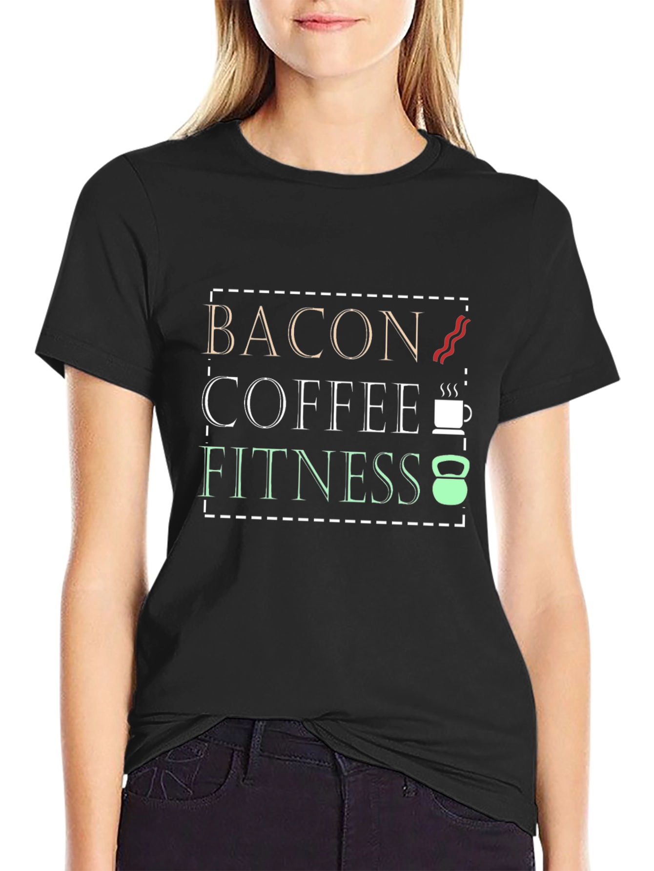 Bacon Coffee Fitness Graphic Tee - Mens Black T-Shirt
