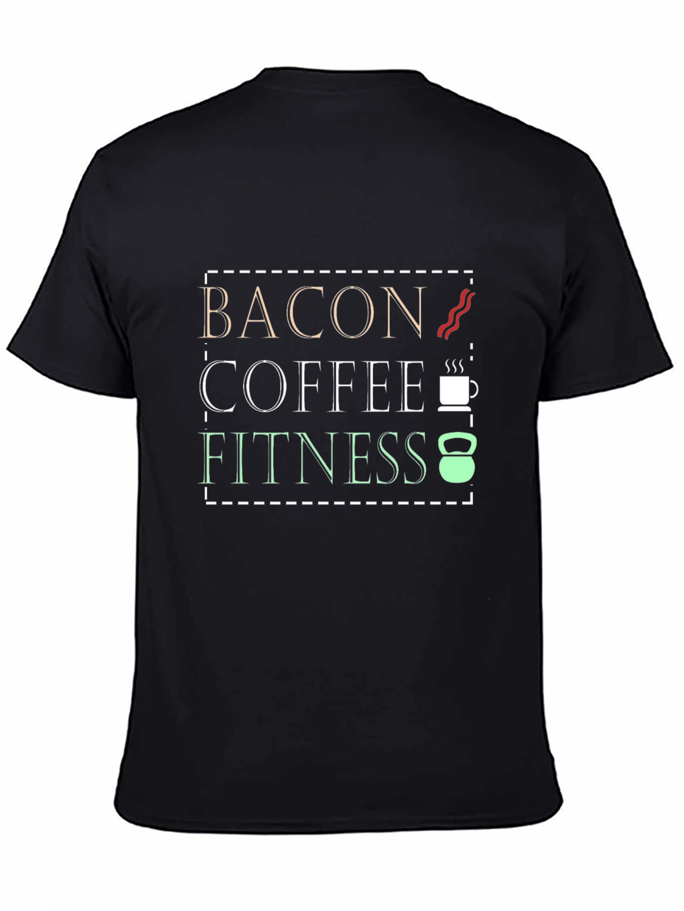 Bacon Coffee Fitness Graphic Tee - Mens Black T-Shirt