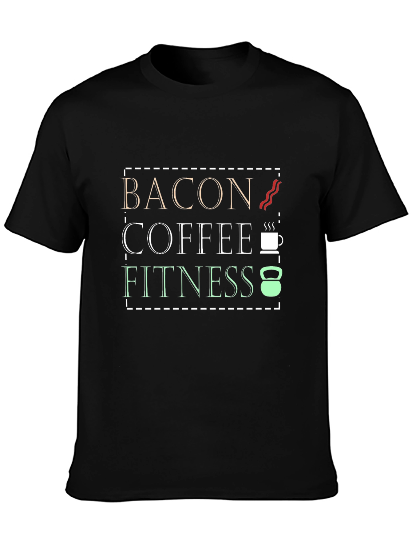 Bacon Coffee Fitness Graphic Tee - Mens Black T-Shirt
