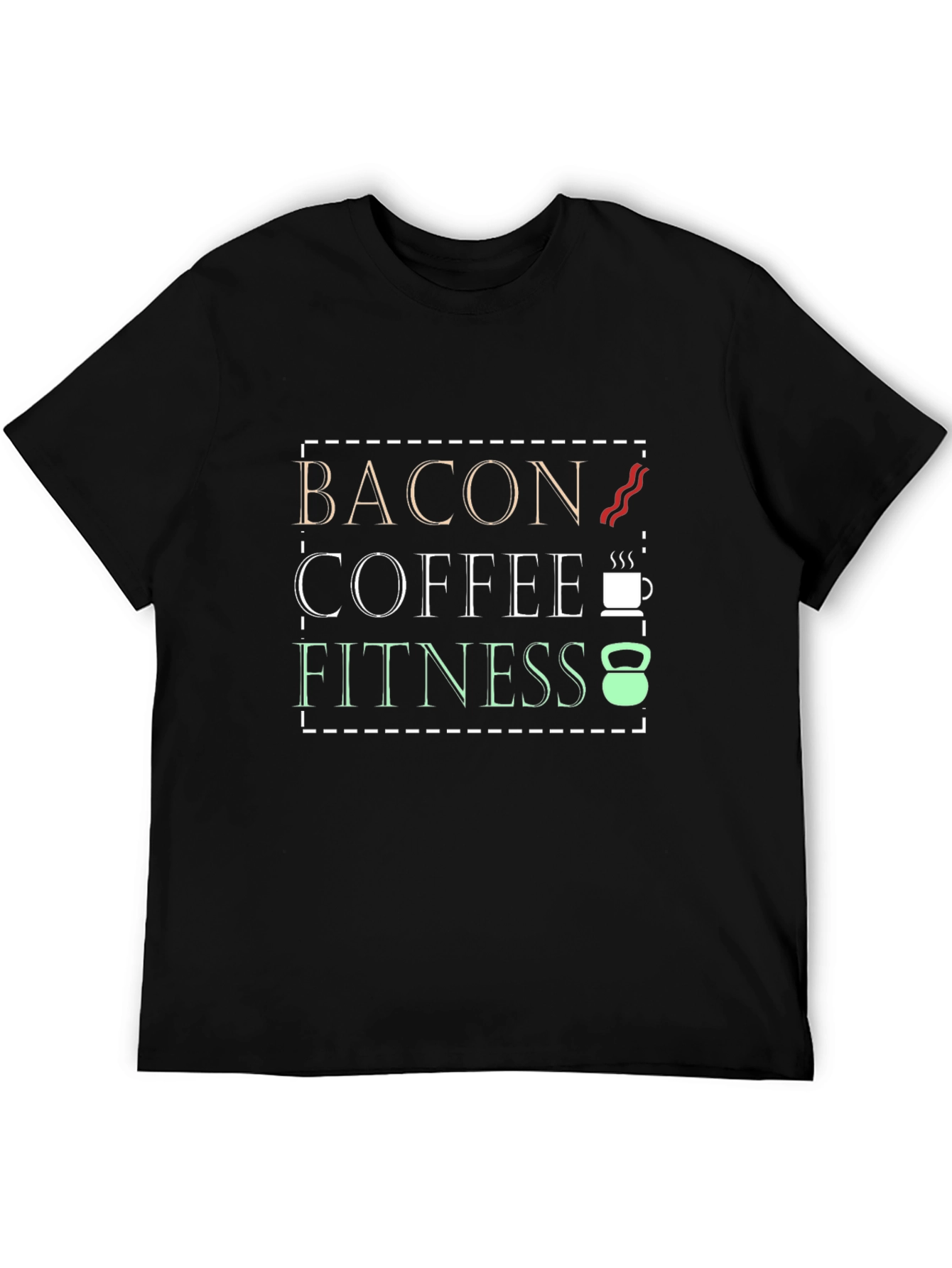 Bacon Coffee Fitness Graphic Tee - Mens Black T-Shirt