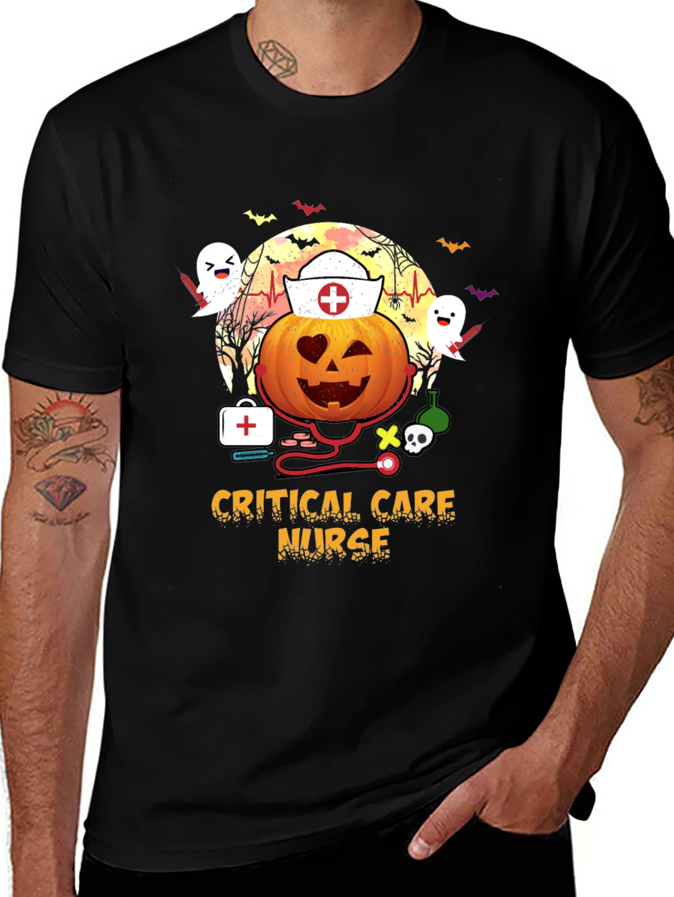 Critical Care Nurse Halloween Pumpkin T-Shirt