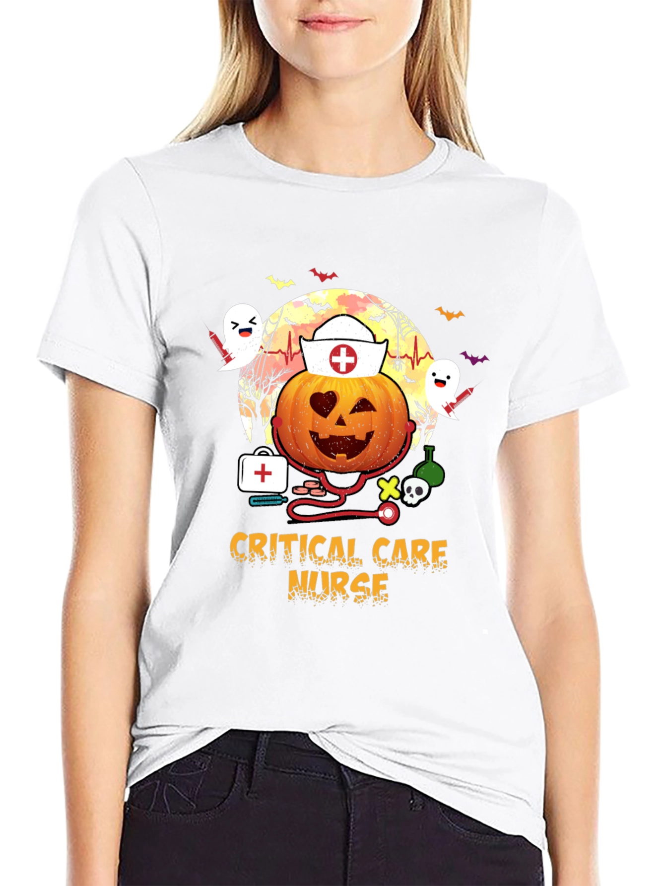 Critical Care Nurse Halloween Pumpkin T-Shirt