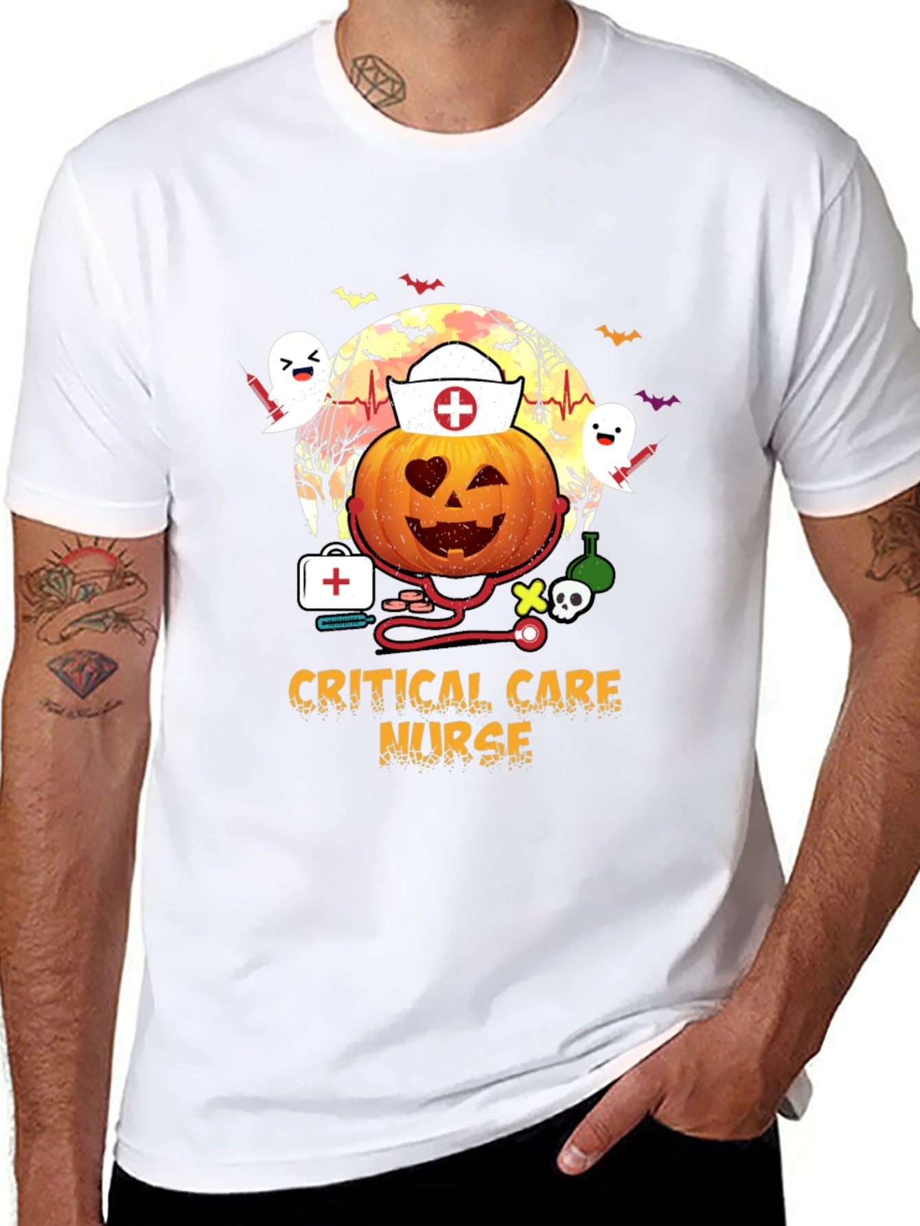 Critical Care Nurse Halloween Pumpkin T-Shirt