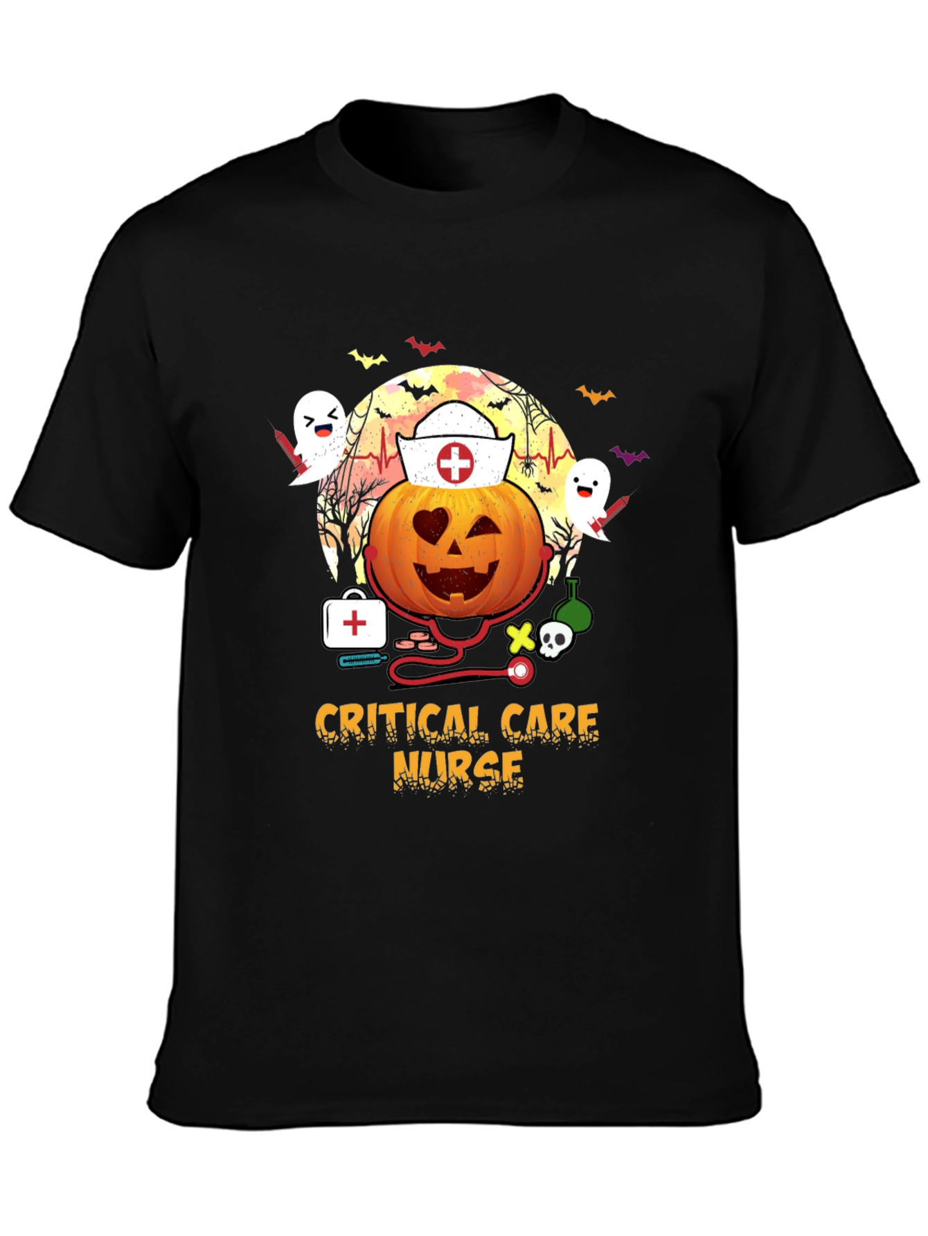 Critical Care Nurse Halloween Pumpkin T-Shirt