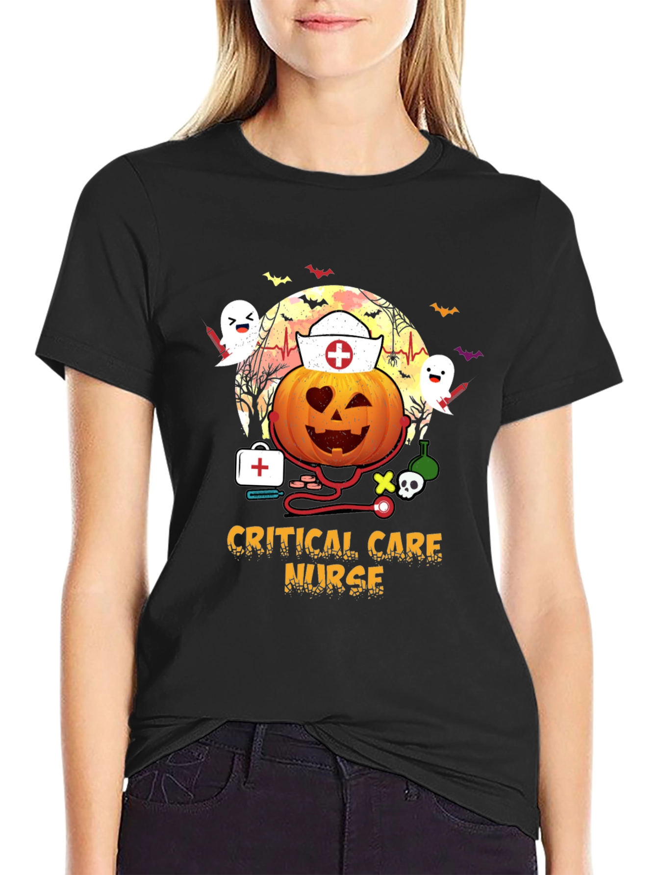 Critical Care Nurse Halloween Pumpkin T-Shirt
