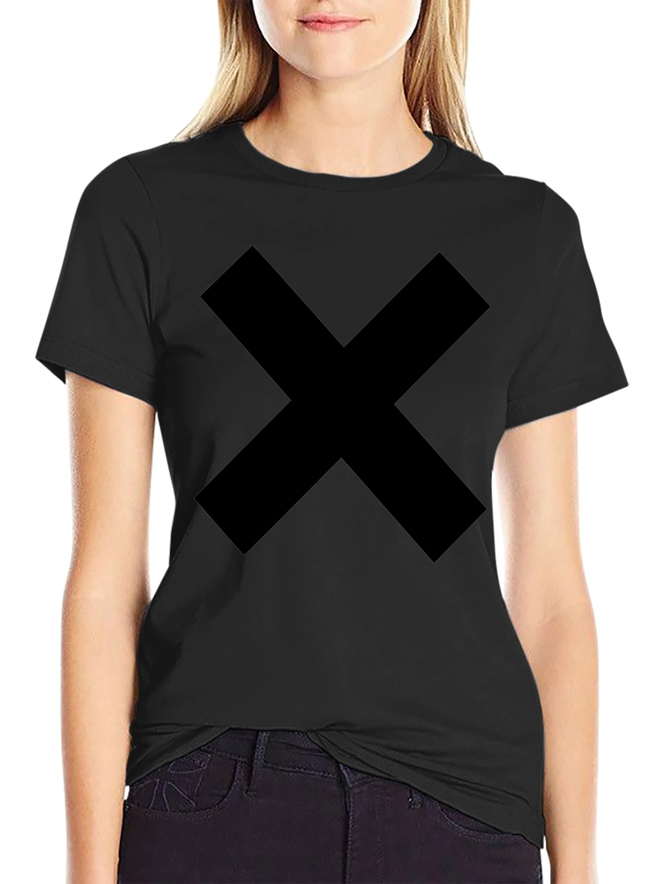 Mens Black T-Shirt with Bold Cross Design