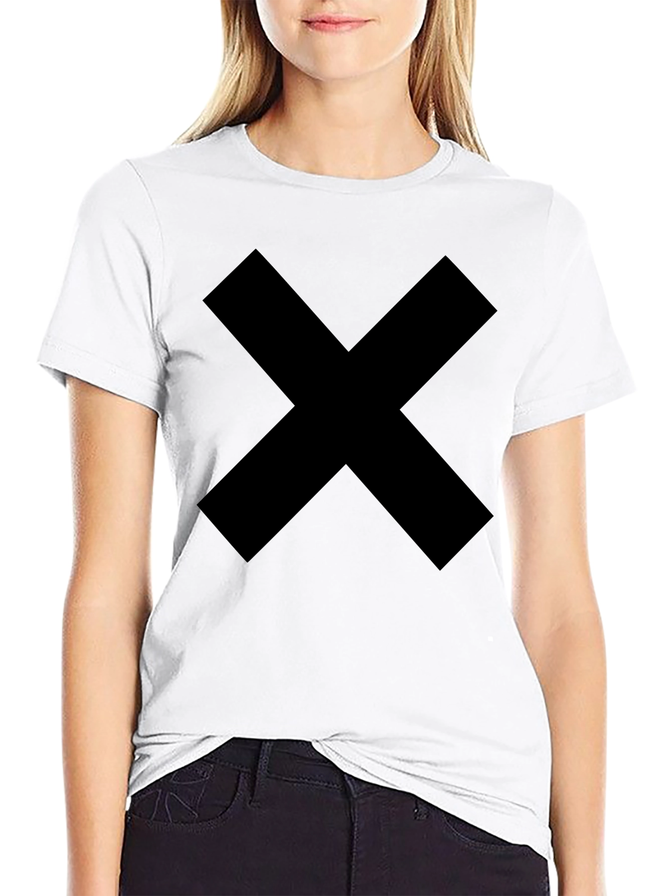 Mens Black T-Shirt with Bold Cross Design