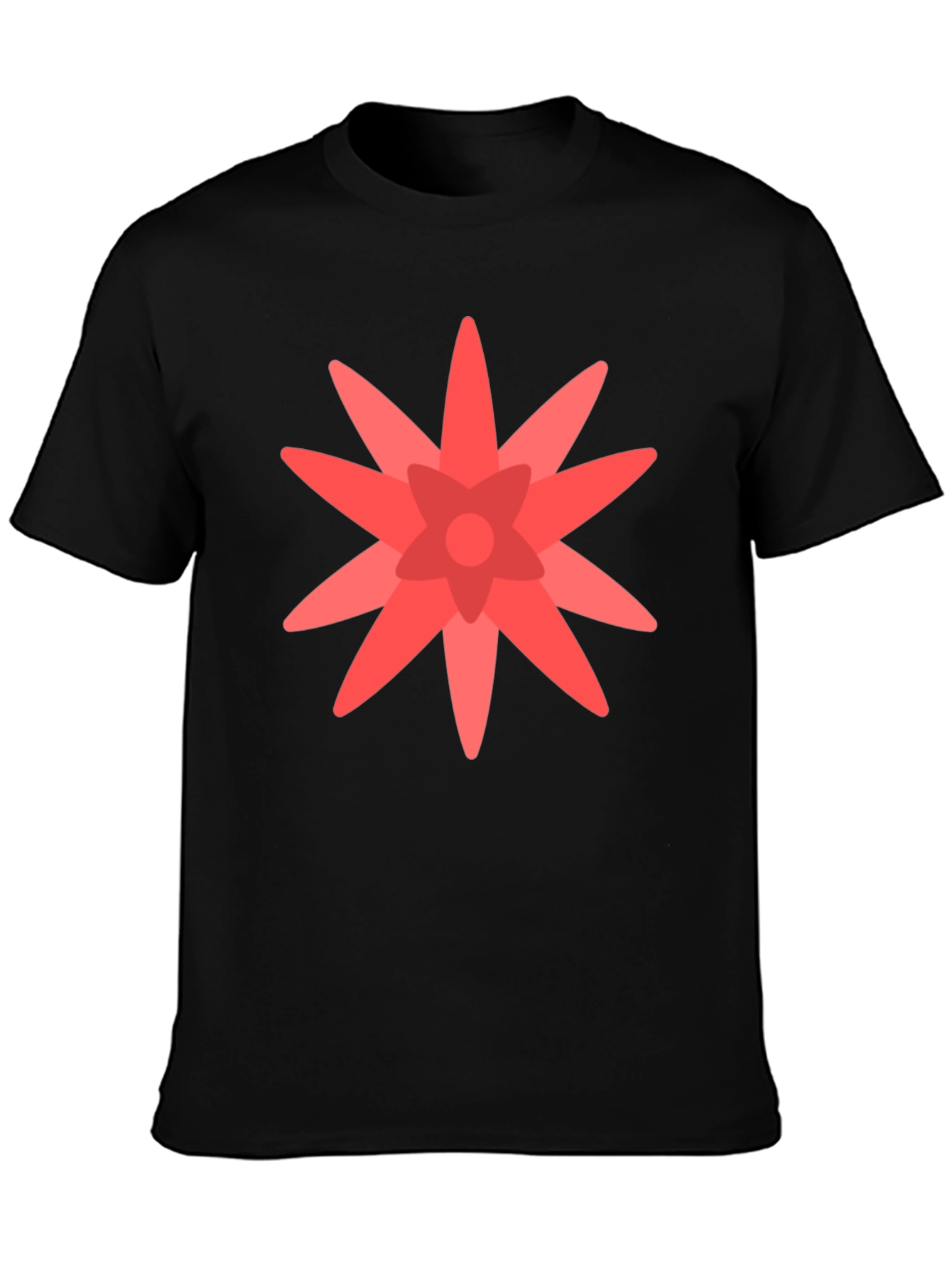 Geometric Flower Graphic Black T-Shirt