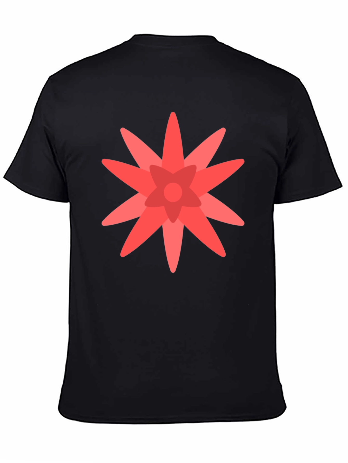 Geometric Flower Graphic Black T-Shirt