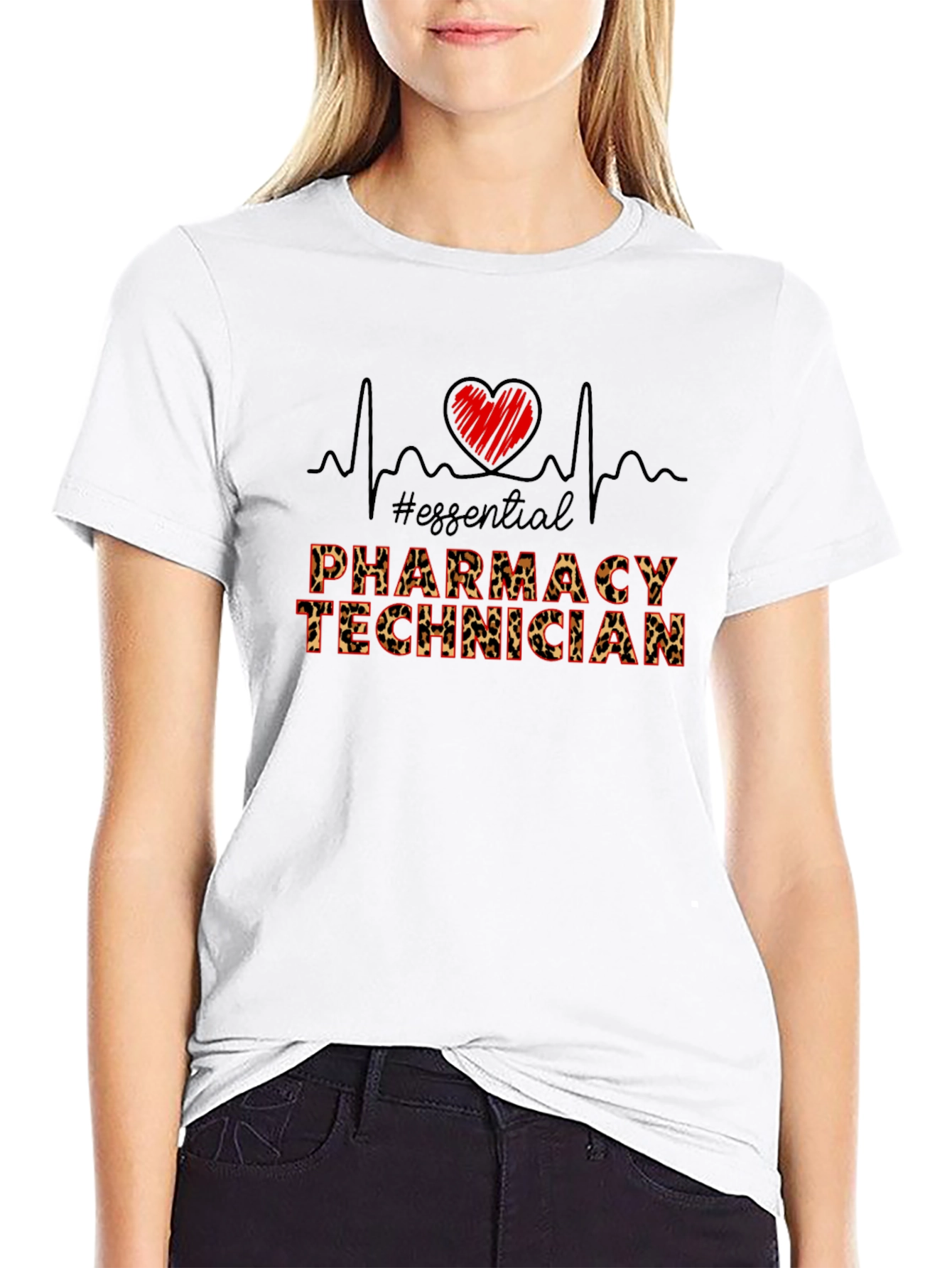 Essential Pharmacy Technician Leopard Print T-Shirt