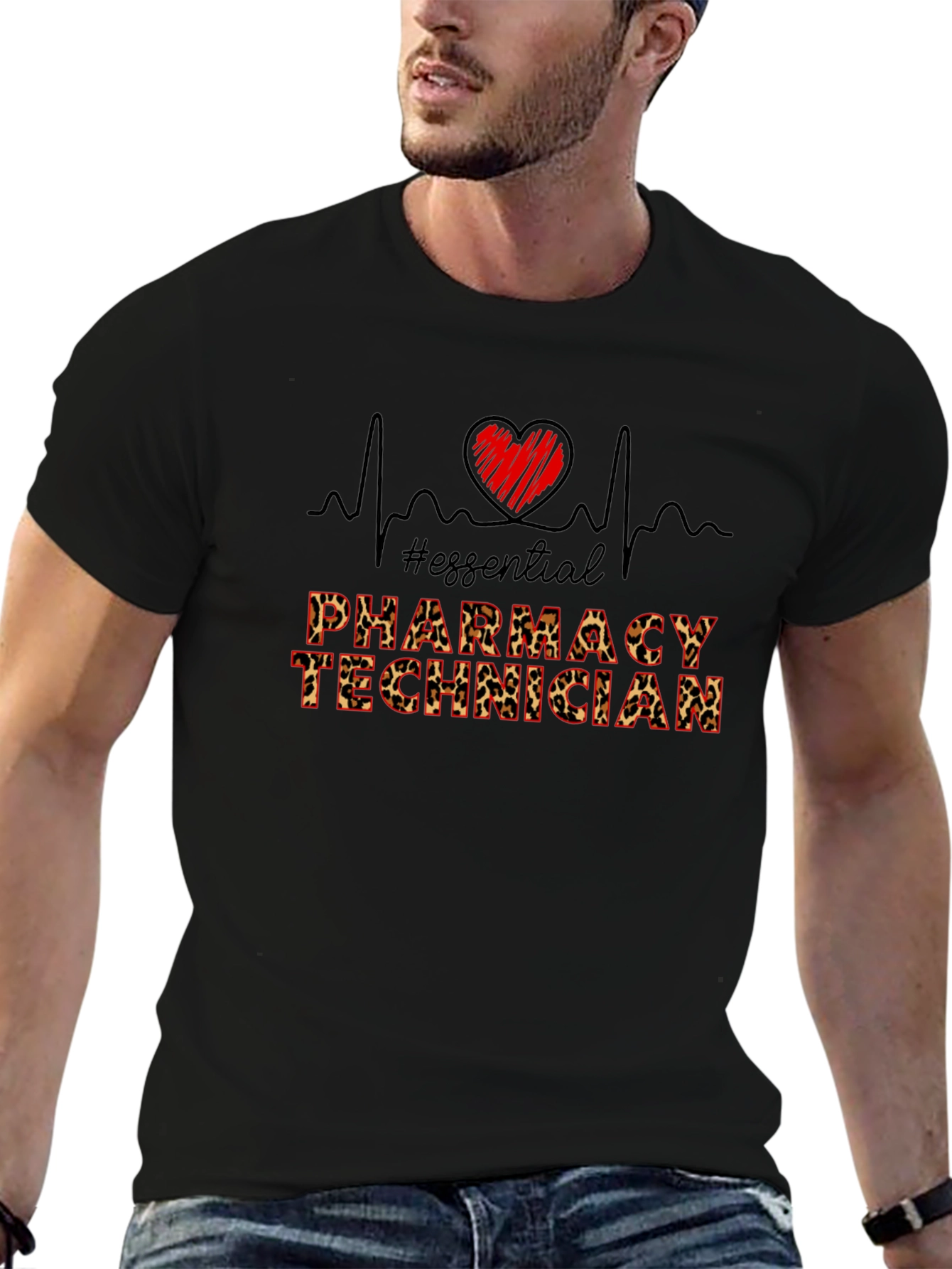 Essential Pharmacy Technician Leopard Print T-Shirt