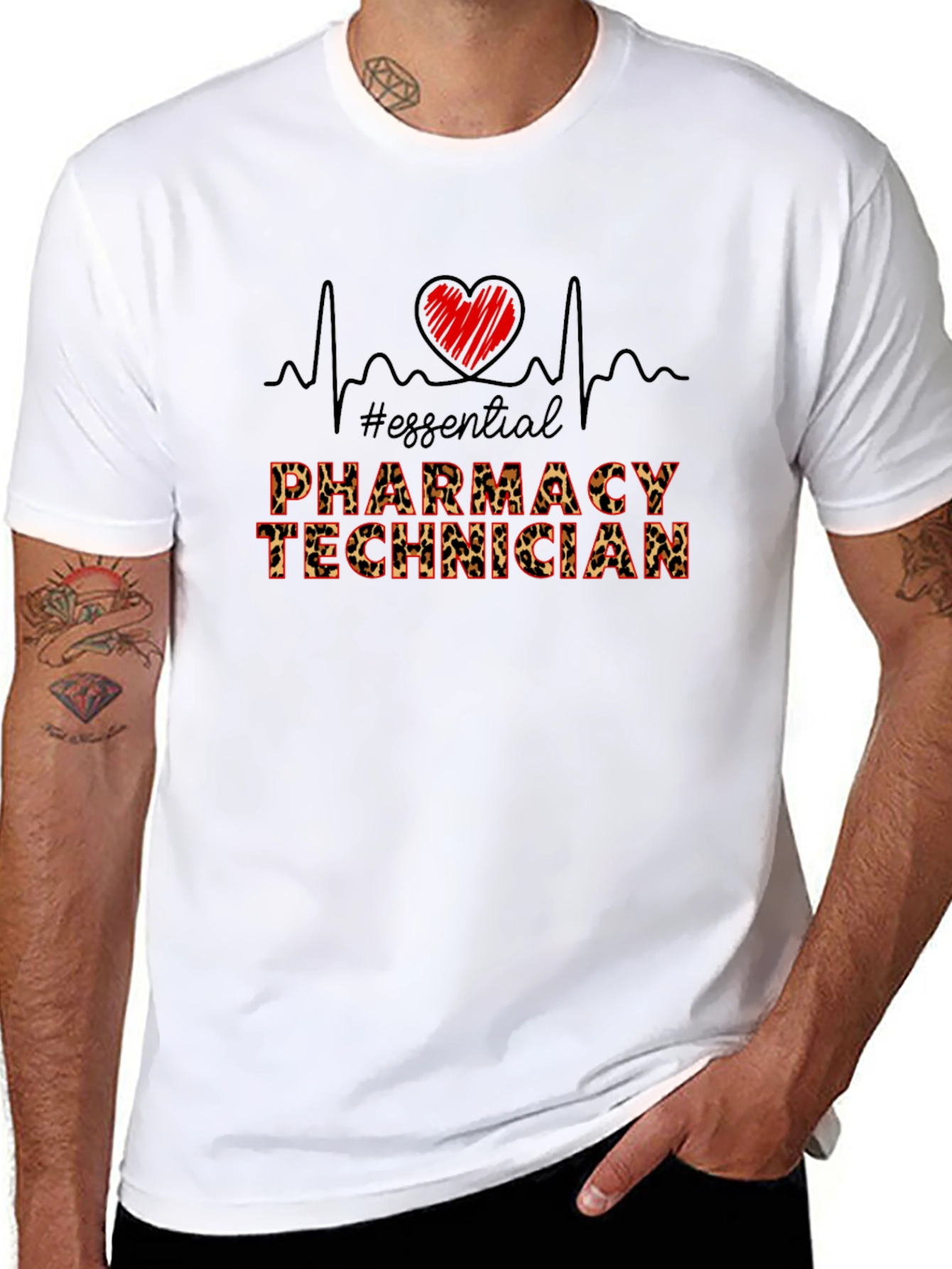 Essential Pharmacy Technician Leopard Print T-Shirt