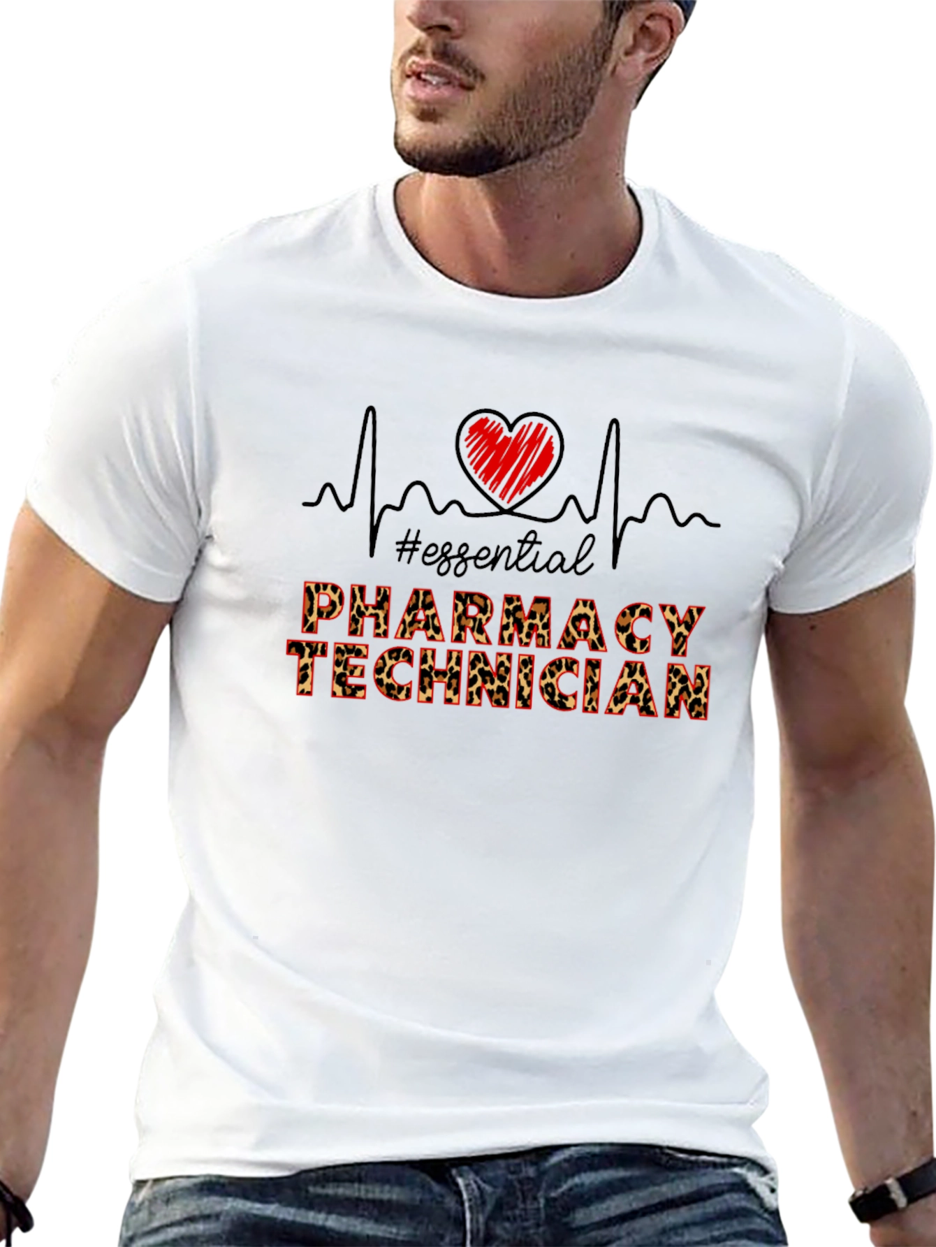 Essential Pharmacy Technician Leopard Print T-Shirt