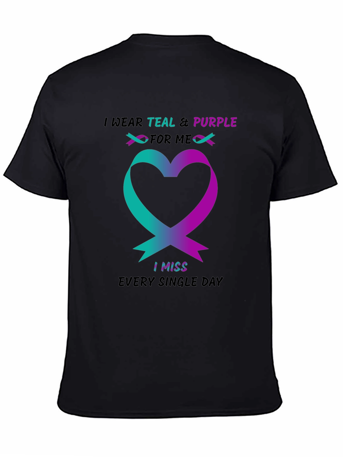 Teal & Purple Ribbon Heart T-Shirt