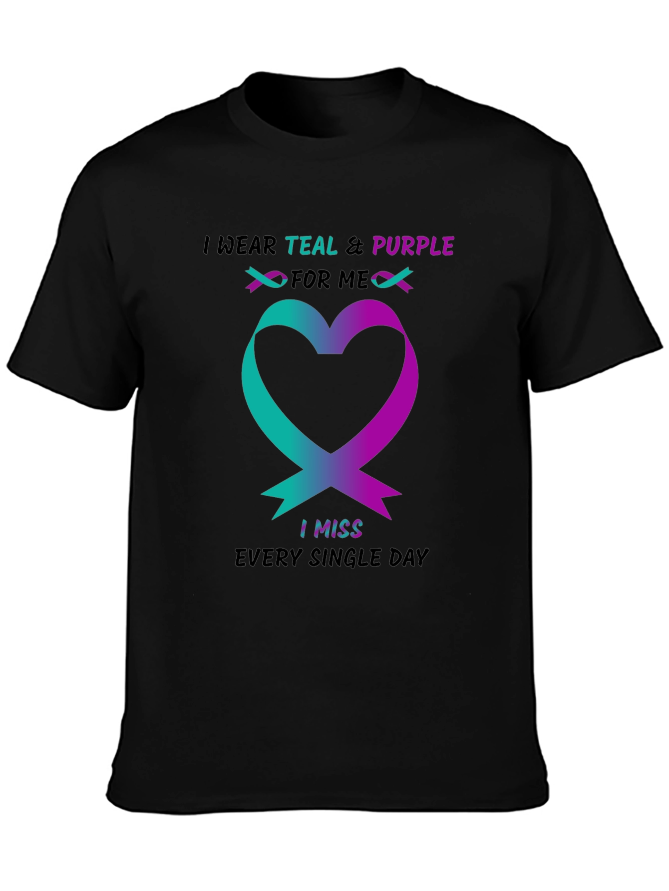 Teal & Purple Ribbon Heart T-Shirt