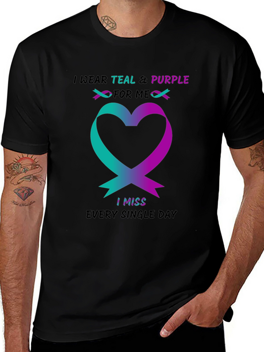Teal & Purple Ribbon Heart T-Shirt