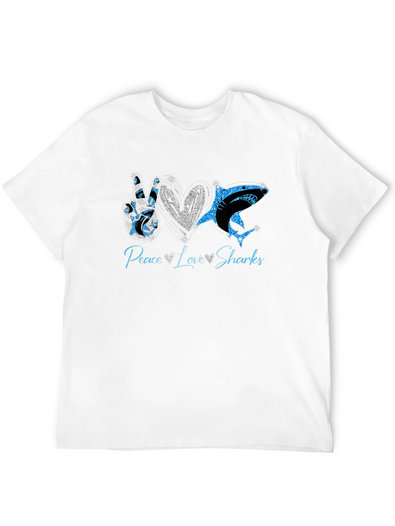 Peace Love Sharks Graphic T-Shirt