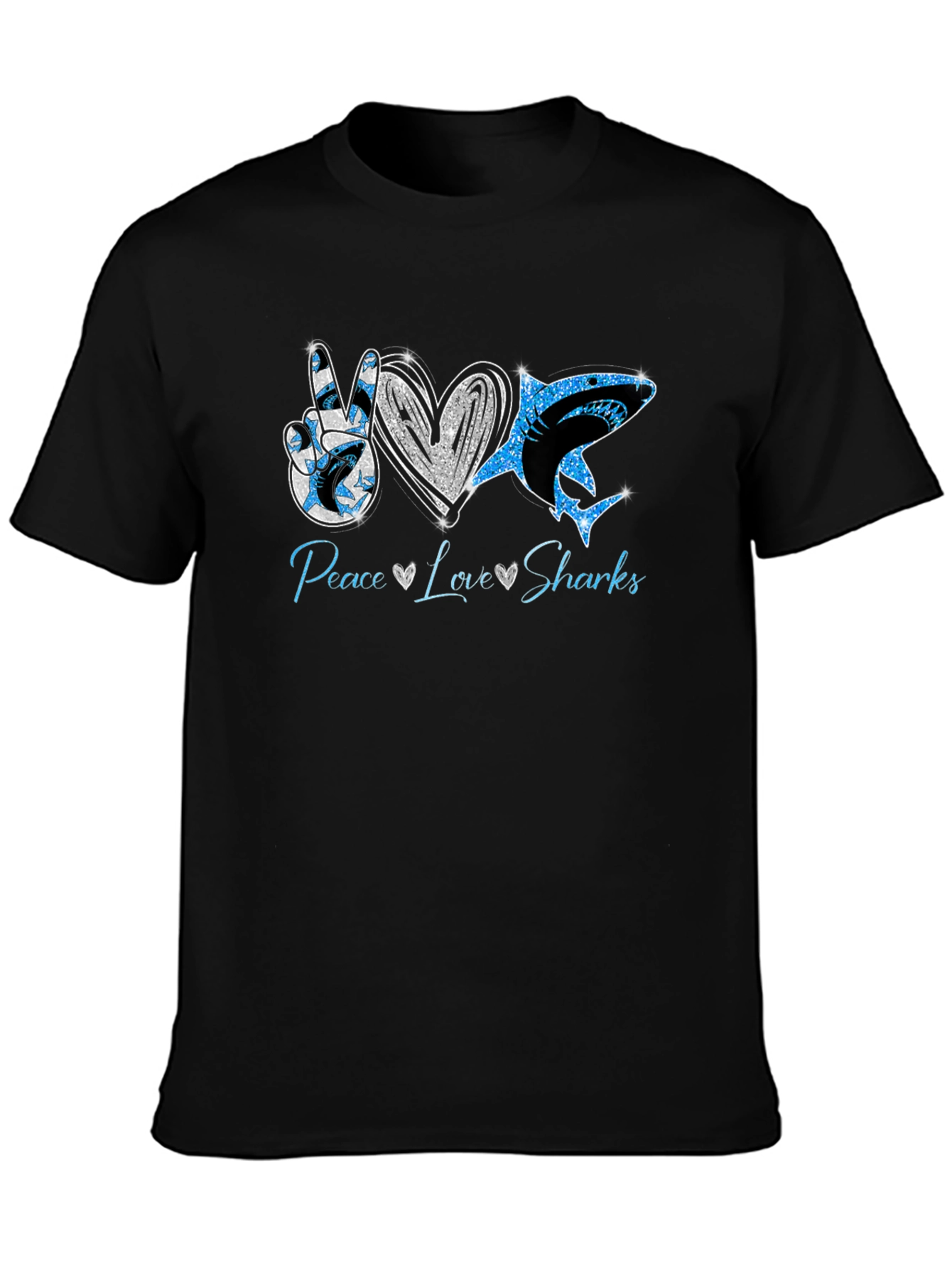 Peace Love Sharks Graphic T-Shirt